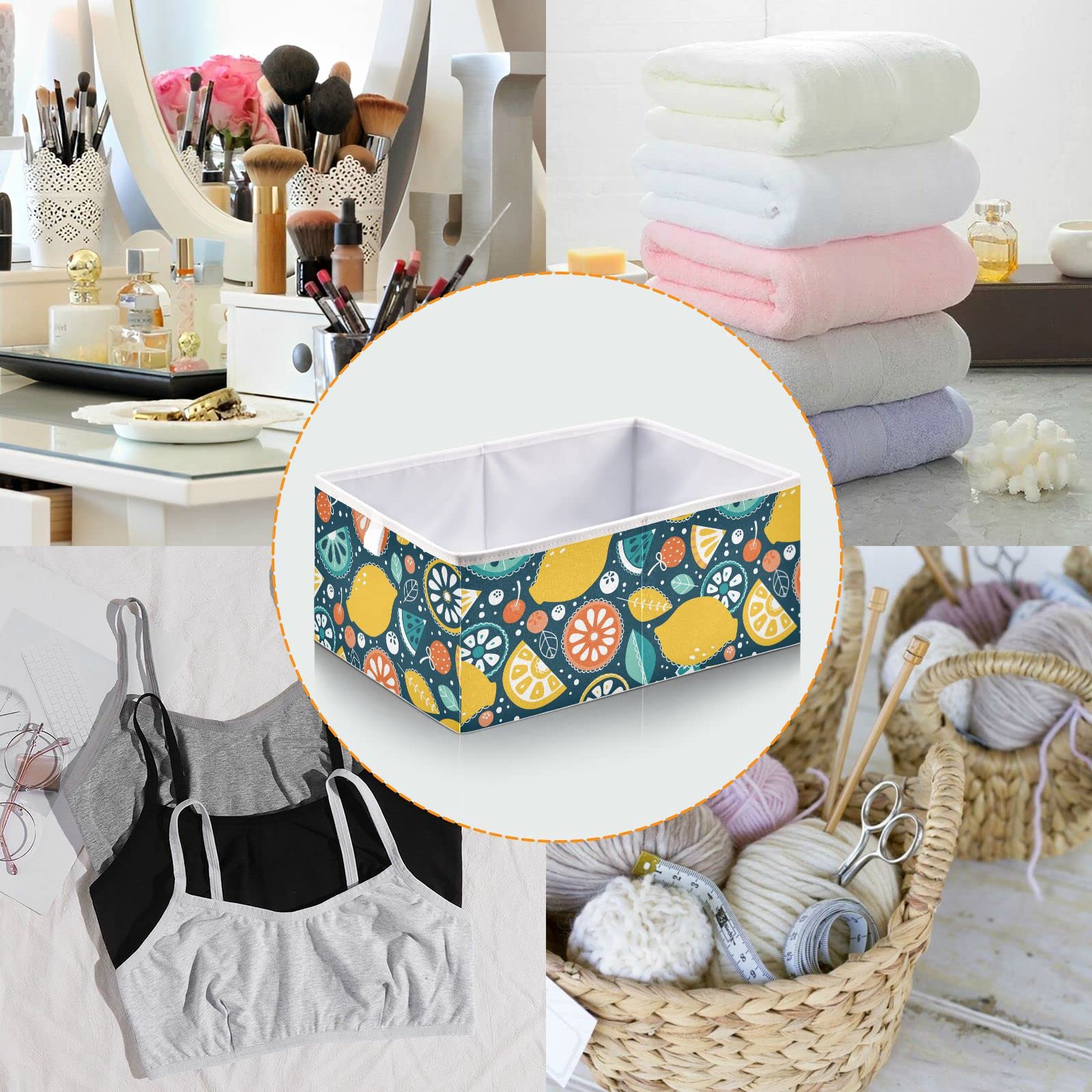 DOMIKING Foldable Fabric Storage Bin - 11 Inch Linen Closet Organizer with Sturdy Handle for Bedroom, Shelves & Closet Organization | Perfect for Clothes, Toys & Home Decor Storage