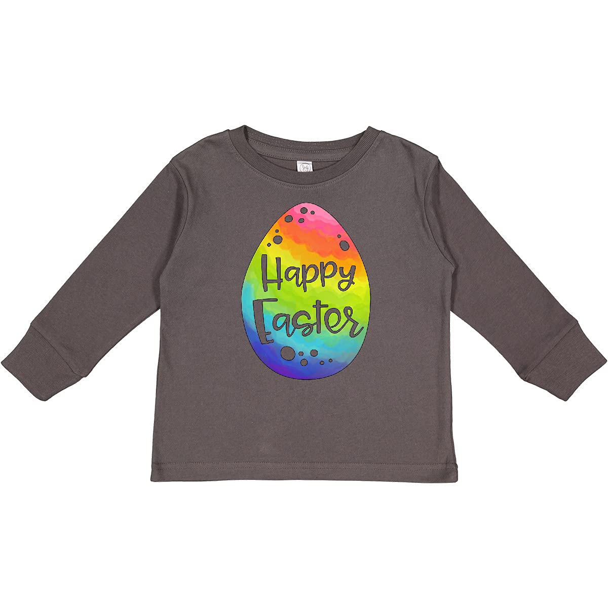 Inktastic Happy Easter Rainbow Easter Egg Toddler Long Sleeve T-Shirt - Cute Easter Outfit for Boys & Girls - Perfect for Easter Egg Hunts, Family Photos & Spring Celebrations