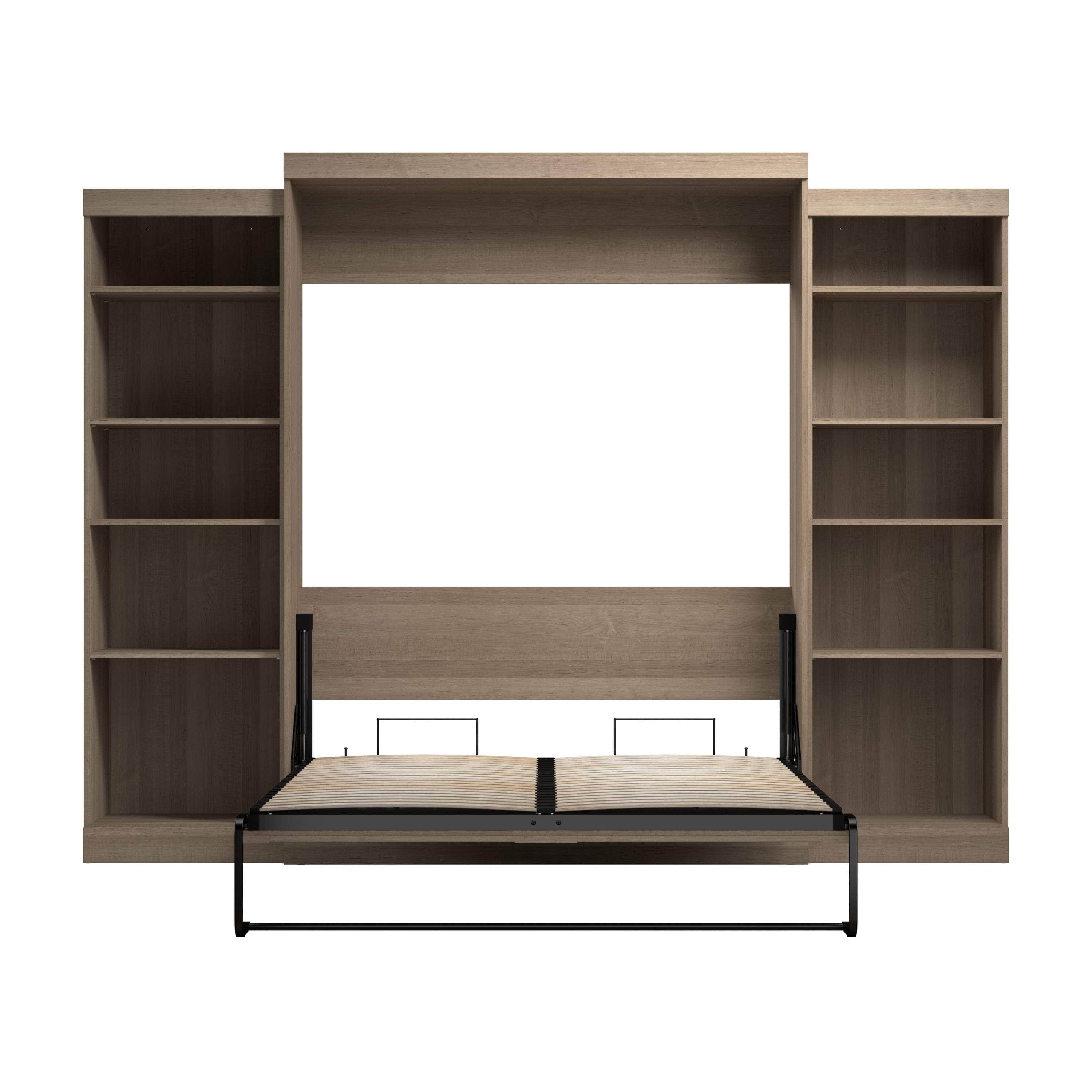 Pur Queen Murphy Wall Bed with 2 Storage Units (115W) - 7 Color Options | Space-Saving Foldable Bed for Small Apartments, Guest Rooms & Home Offices