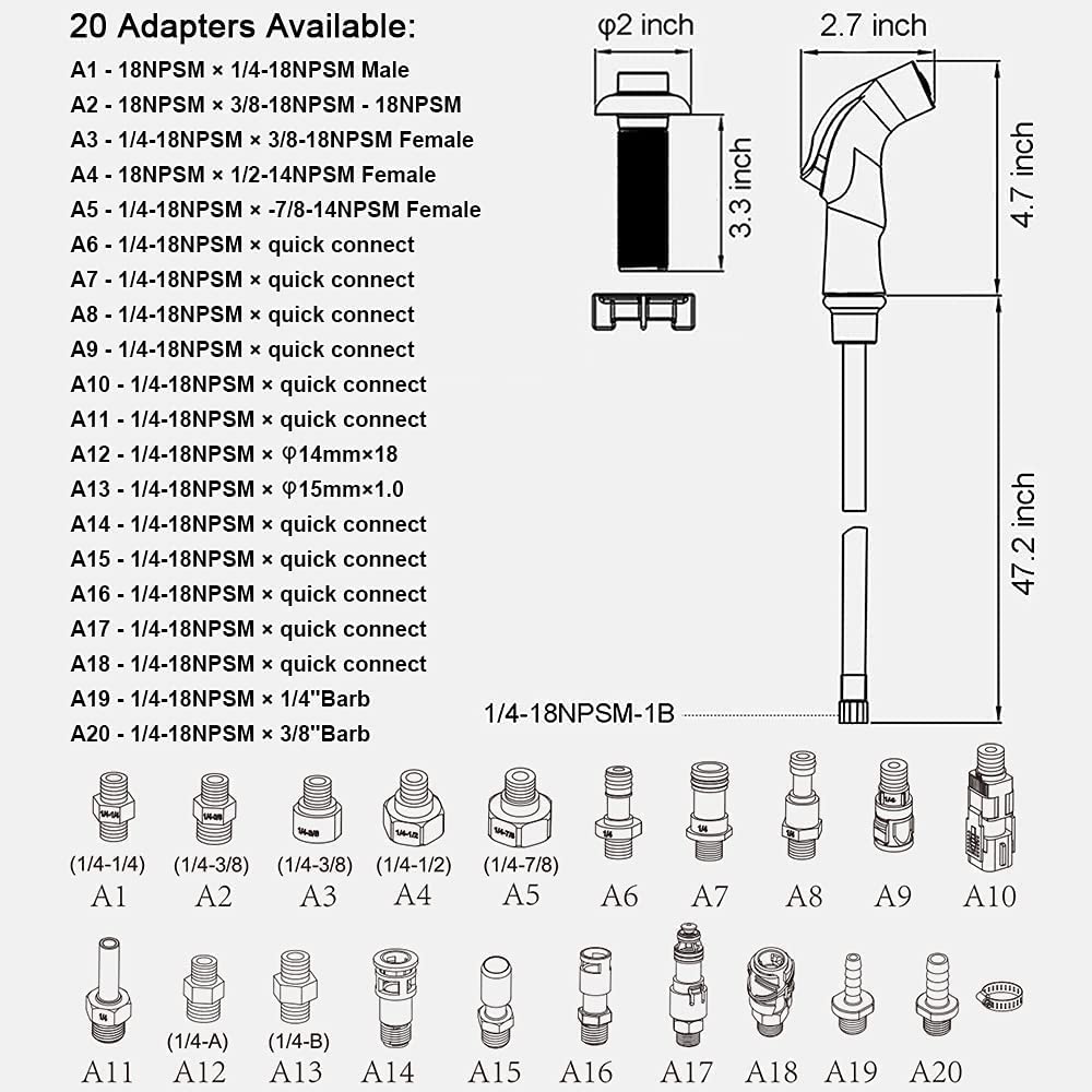 Brushed Nickel Kitchen Sink Sprayer with 17 Adapters - for Easy Replacement & Cleaning