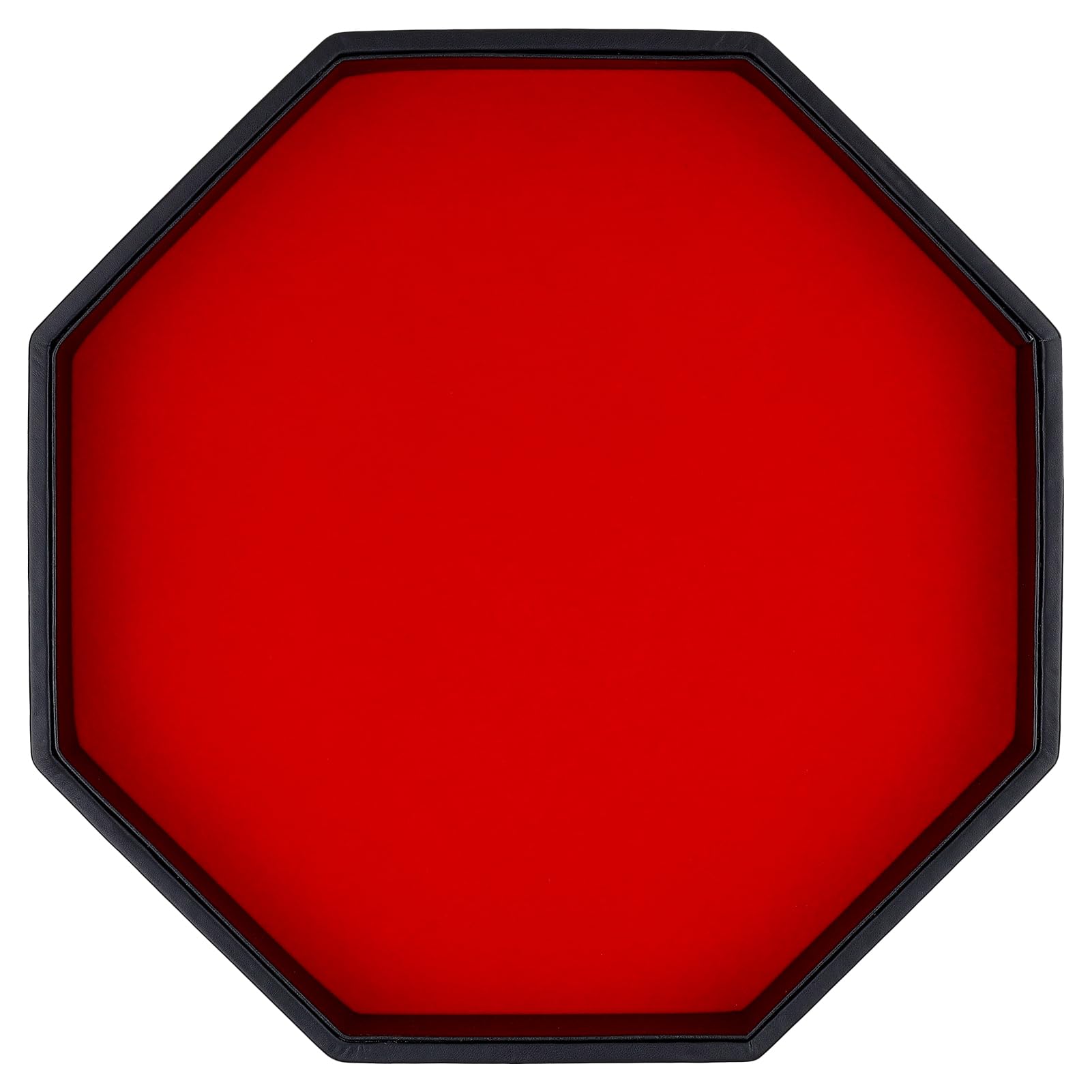 Premium PU Leather Octagon Dice Rolling Tray with Soft Felt Lining - Ideal for Dungeon Crawler, D&D, MTG and Board Games - Perfect Gift for Tabletop RPG Gamers (Red)