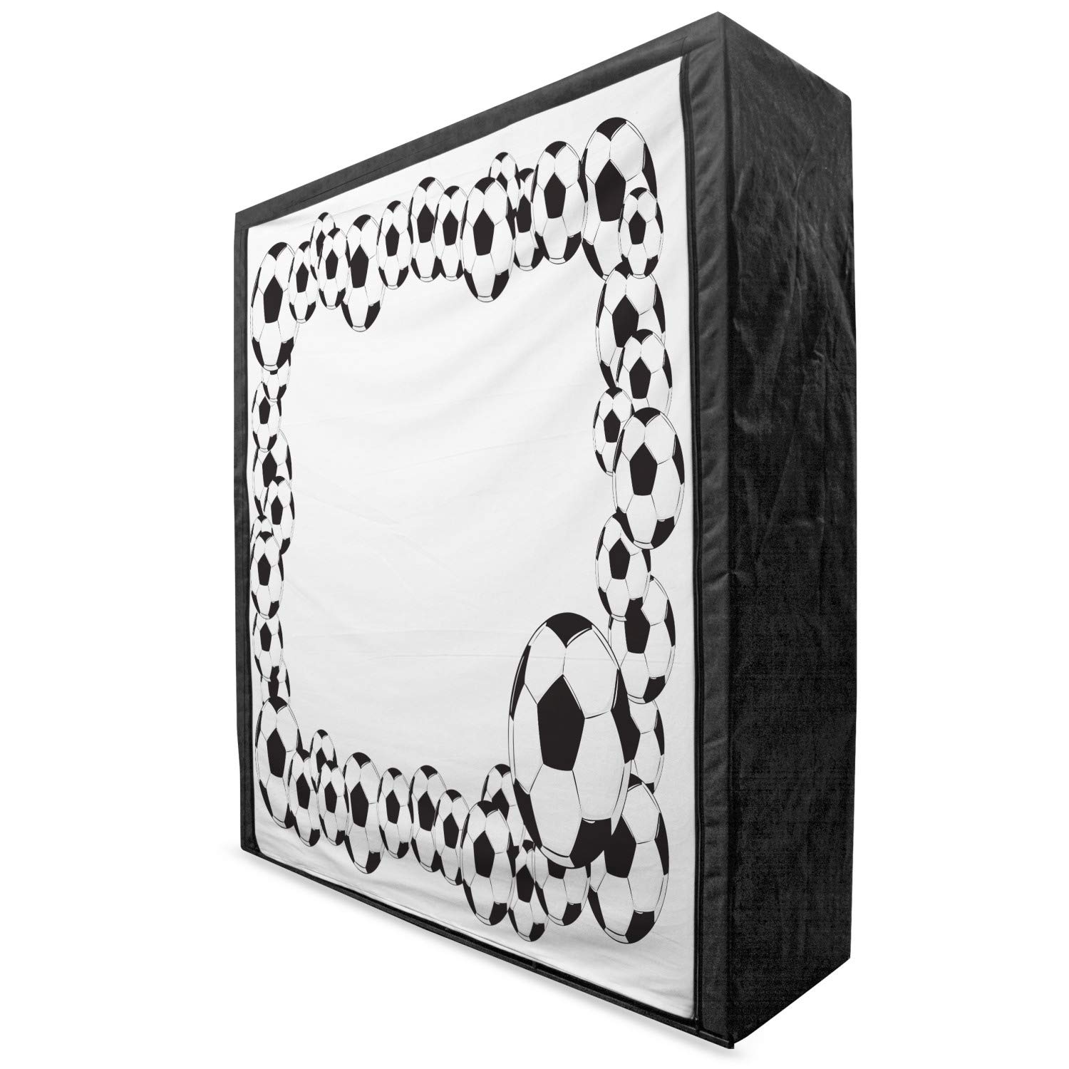 Ambesonne Portable Fabric Wardrobe for Soccer Fans - Monochrome Football Pattern Clothing Organizer with Shelves, 59