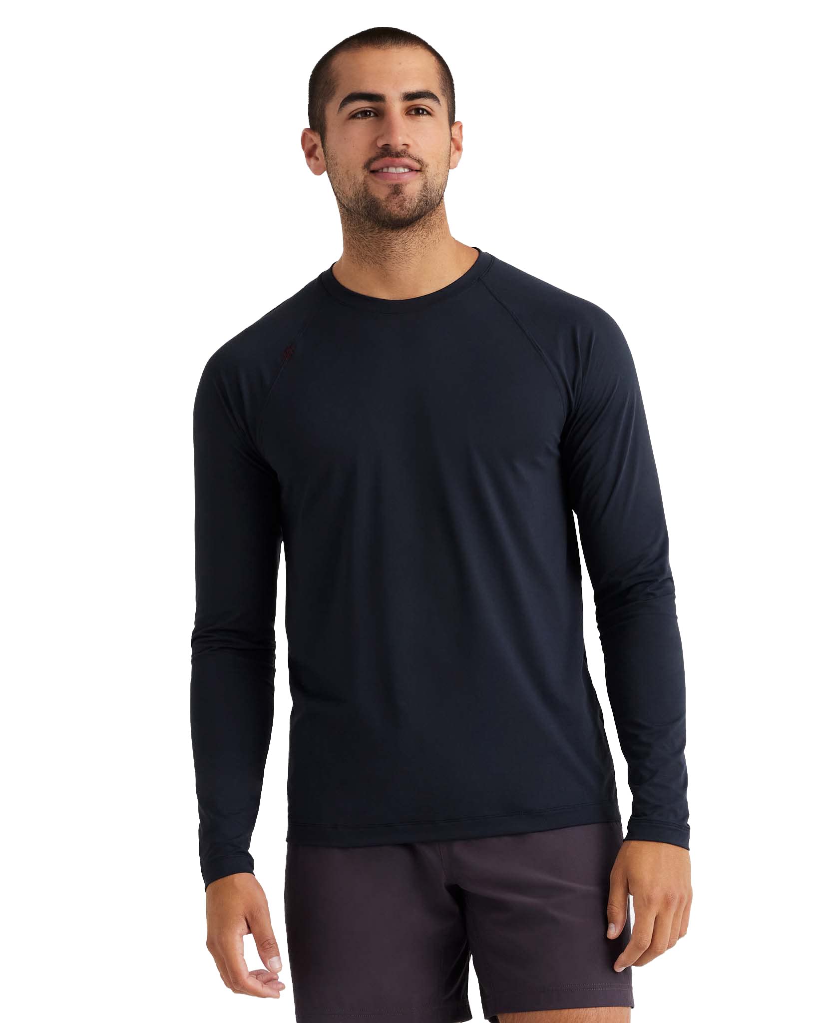 Rhone Reign Men's Long Sleeve Workout Shirt - Anti Odor & Quick Dry Performance Gym Shirt with UPF 50+ Sun Protection - Ideal for Running, Training & Outdoor Activities