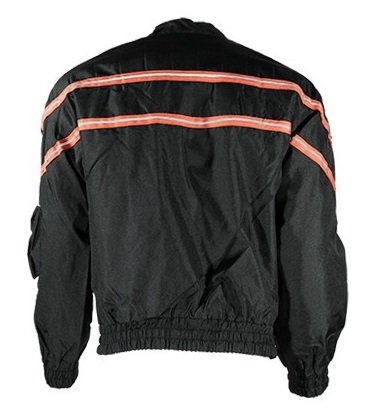 Men's Textile Motorcycle Jacket - Orange & White Striped Design - Lightweight Protective Riding Gear for Street Bikers & Commuters - Perfect for Daily Rides & Weekend Adventures