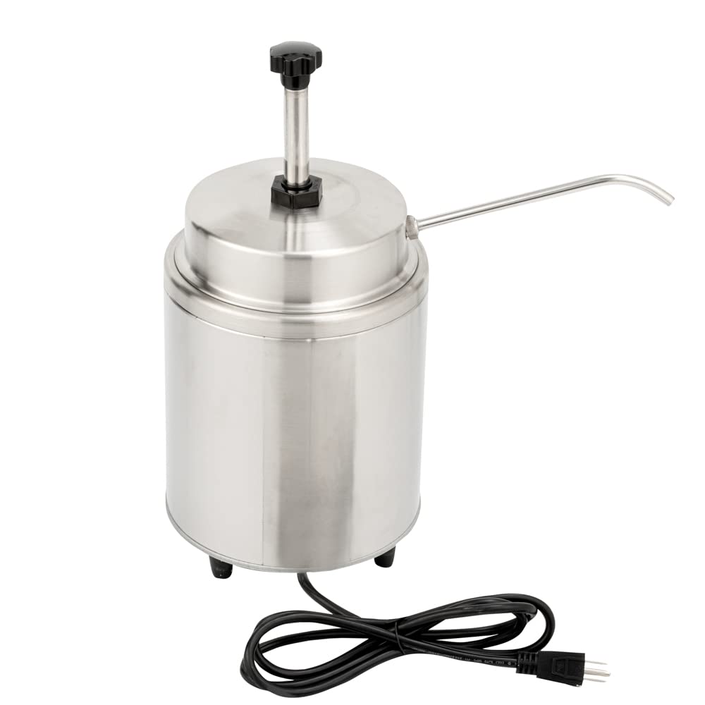 Restaurantware Hi Tek Electric Sauce Dispenser Pump - 3.5-Qt Stainless Steel Condiment Pump with 7 Temperature Settings & Spout | Perfect for Restaurants, Catering, and Home Kitchens