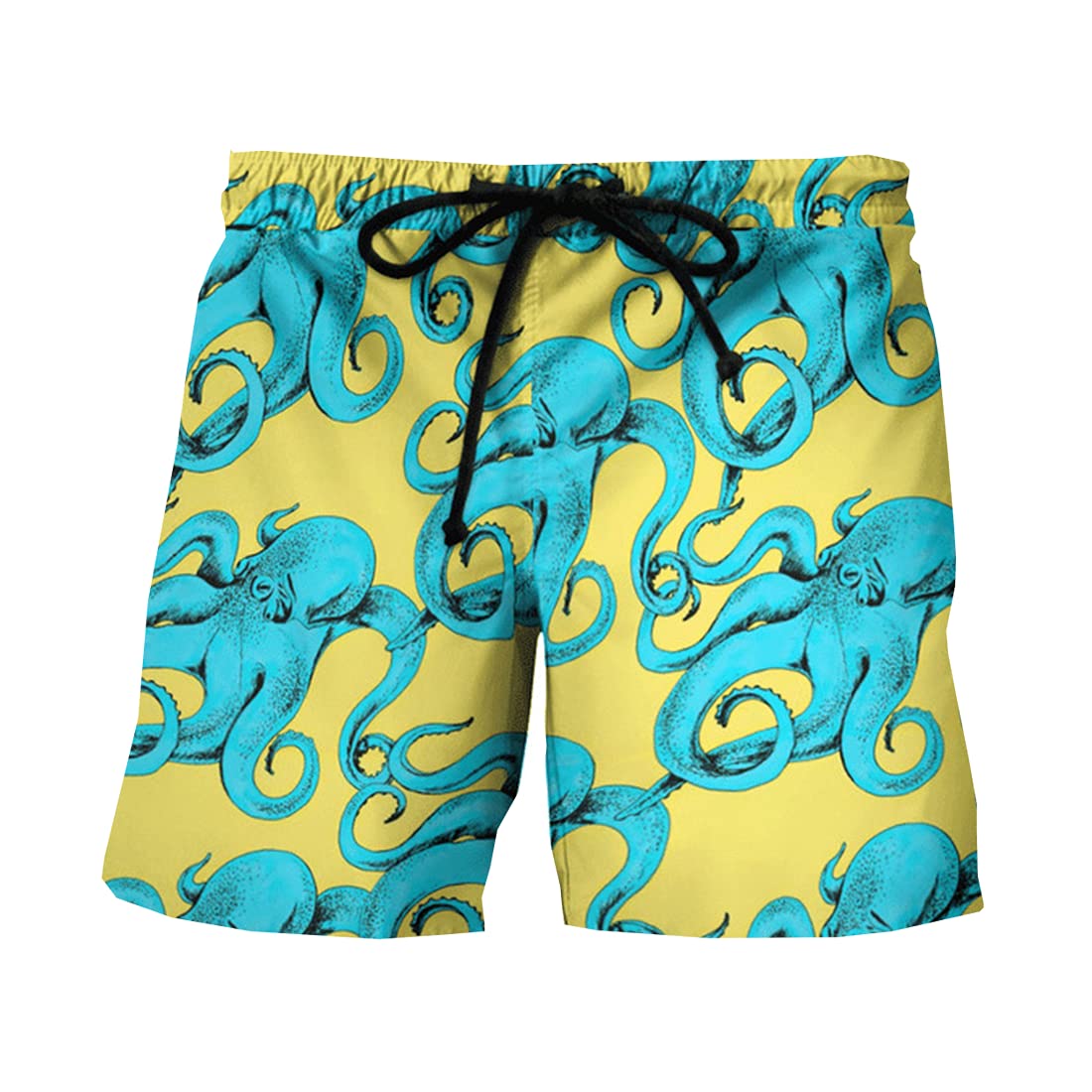 Men's Quick-Dry Swim Trunks - Hawaiian Ocean Print Beach Shorts with Drawstring Waist - Comfortable Swimwear for Pool, Surfing & Vacation