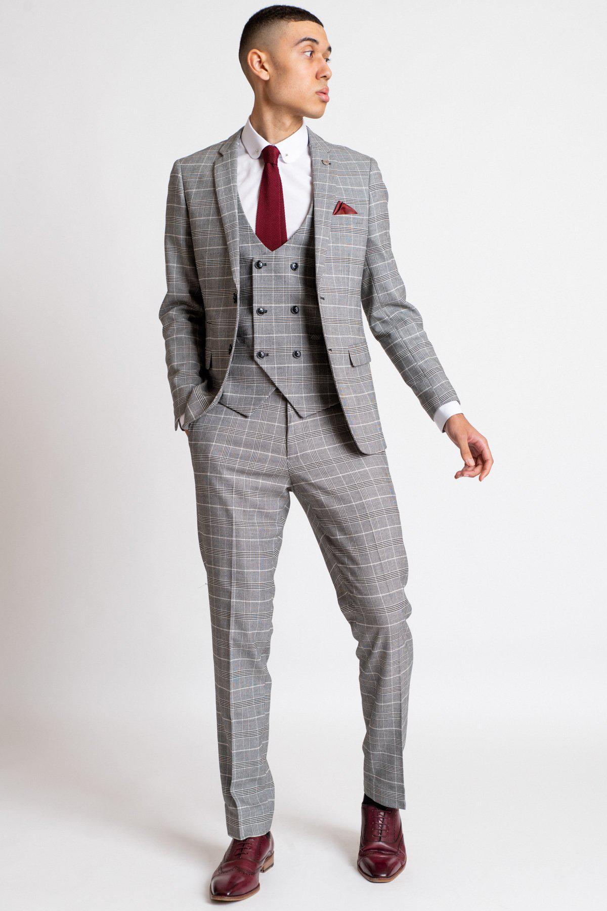 Olympic Swimmer James Guy Men's Grey Checkered Suit - Formal Business Attire for Weddings, Interviews & Professional Events