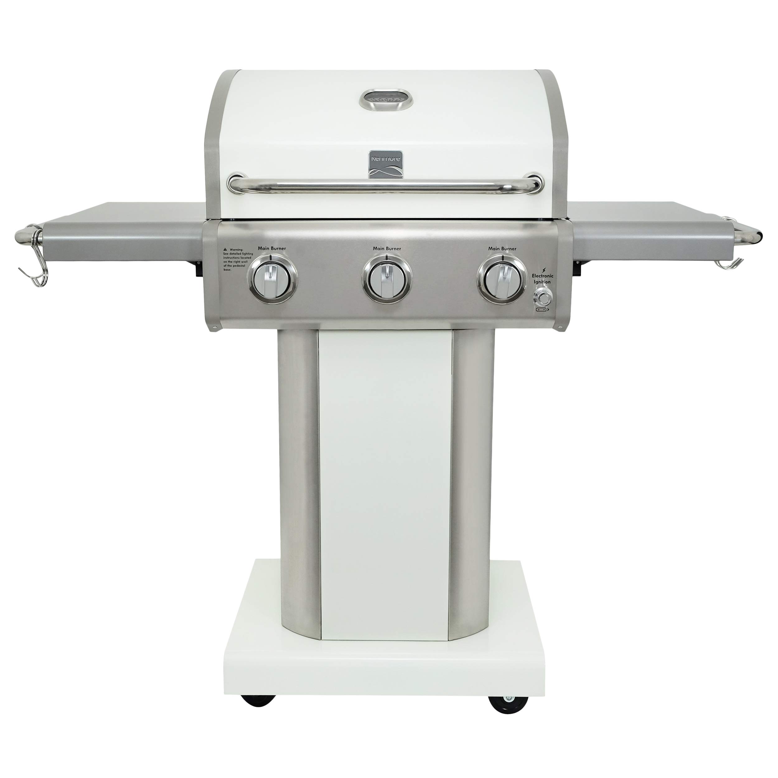 Kenmore 3-Burner 30,000 BTU Outdoor Propane Gas Grill with Folding Side Shelves & Weatherproof Cover - Perfect for Backyard BBQs, Camping, and Tailgating Parties