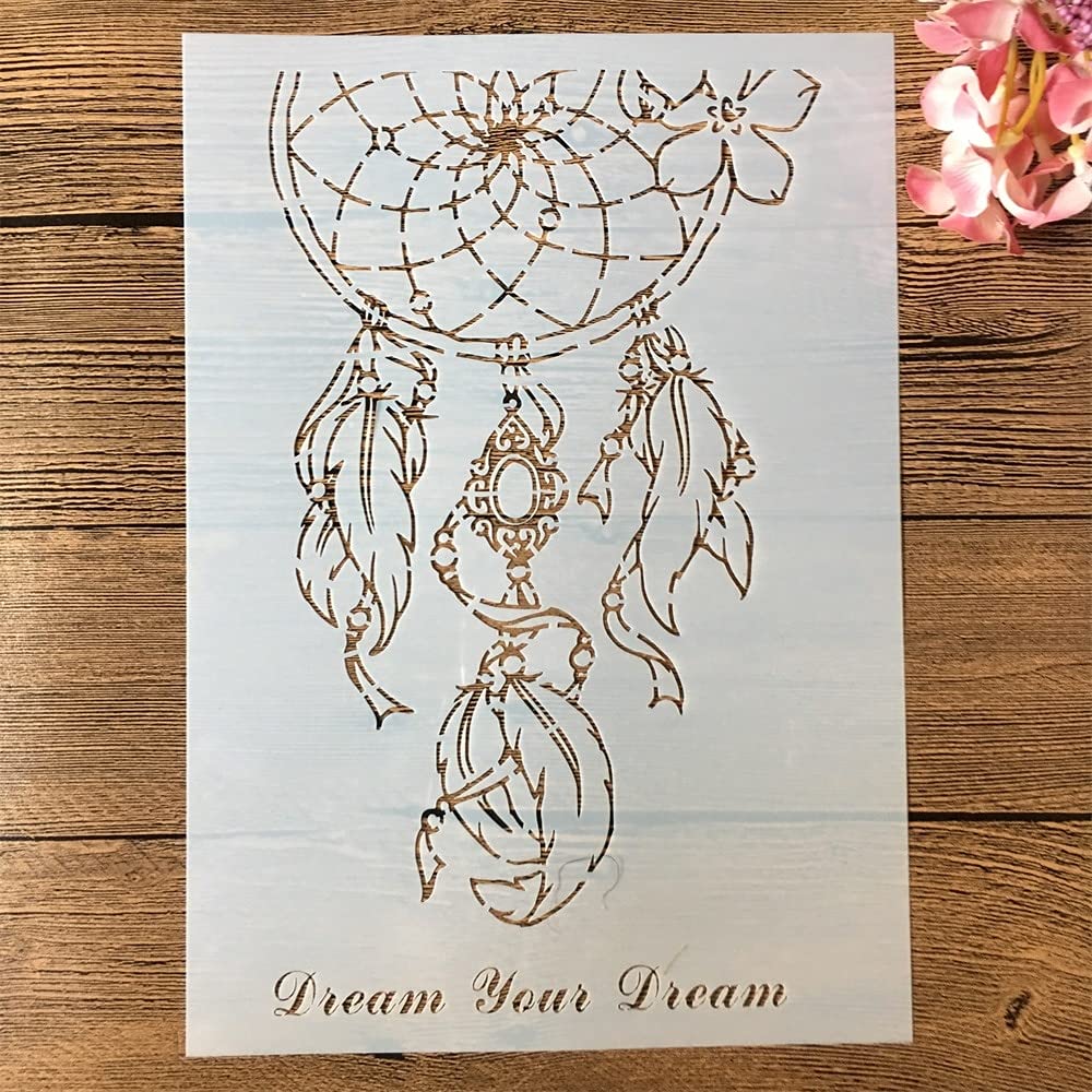 DIY Art Painting Stencils - A4 29cm Reusable Dream Catcher Template for Crafts, Wall Decor & Home Decoration | Perfect for Scrapbooking, Canvas Painting & Bedroom Wall Art Projects