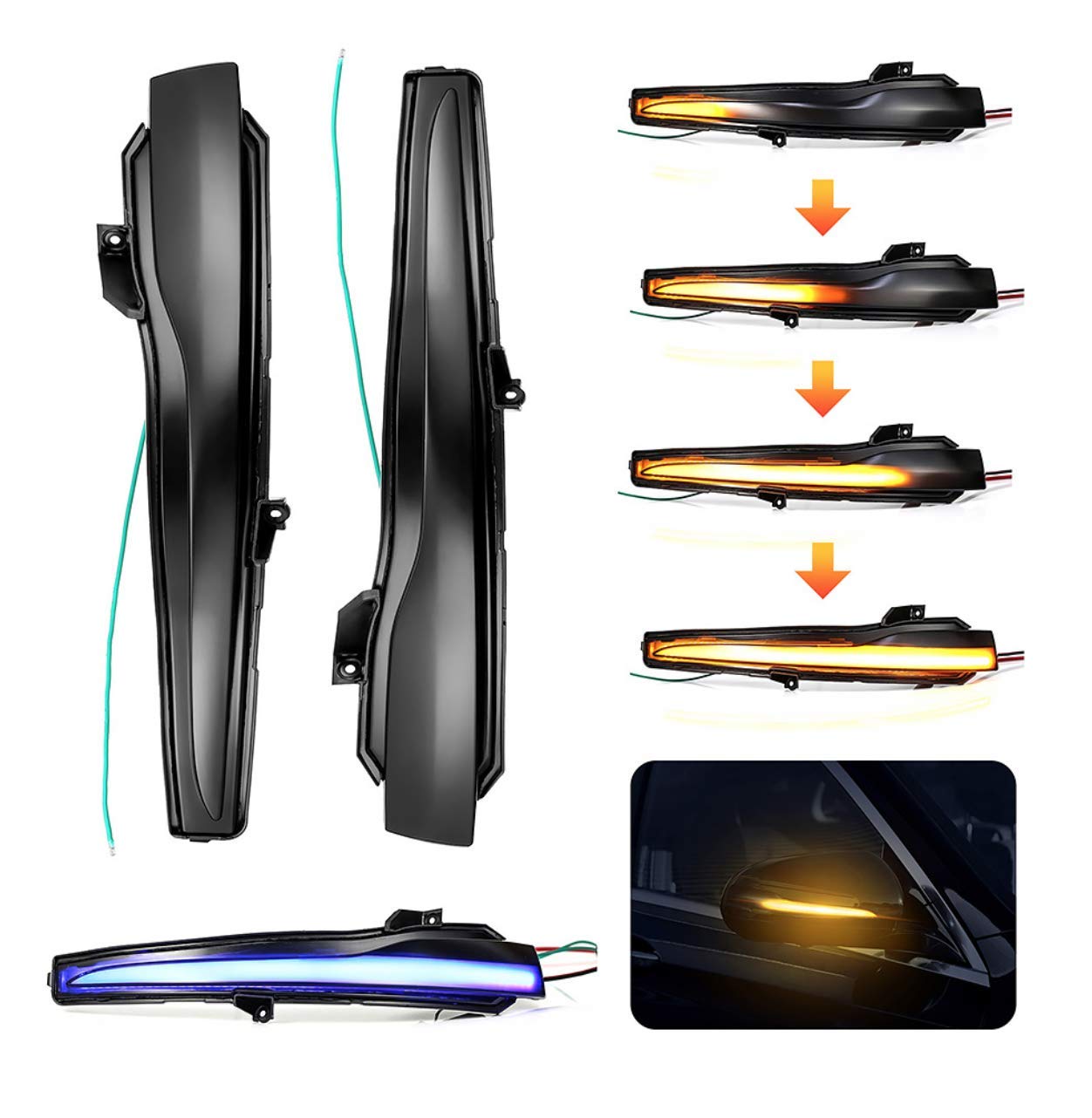 Sequential Dynamic Smoked LED Turn Signal Side Mirror Repeater for Mercedes Benz W205 X253 W213 W222 - Enhanced Safety & Style for Night Driving & Custom Car Mods