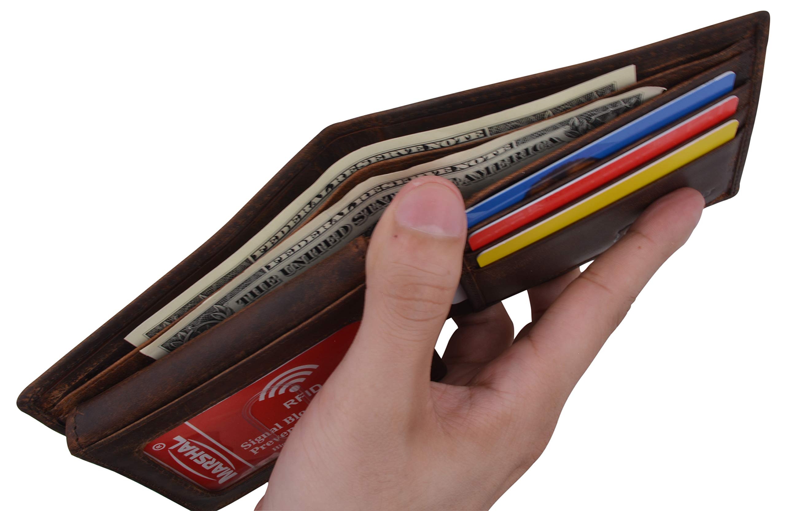 Los Angeles Men's RFID Blocking Genuine Leather Bifold Wallet - Slim Card Holder for Credit Cards & ID - Perfect for Travel, Business & Everyday Use