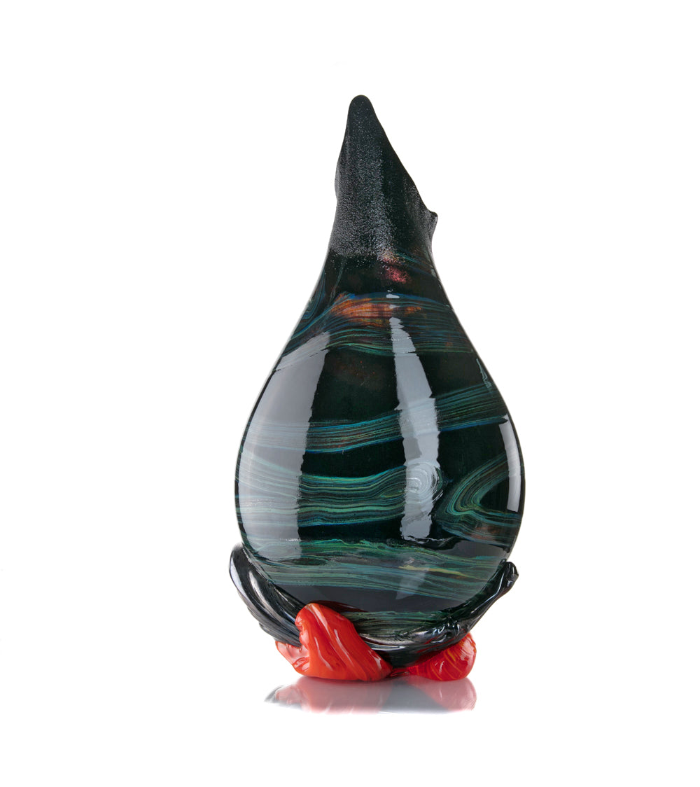 Daniel Moe Black Lava Trail 1 Glass Vessel - Modern Home Decor, Unique Centerpiece for Dining Table, Living Room, or Office