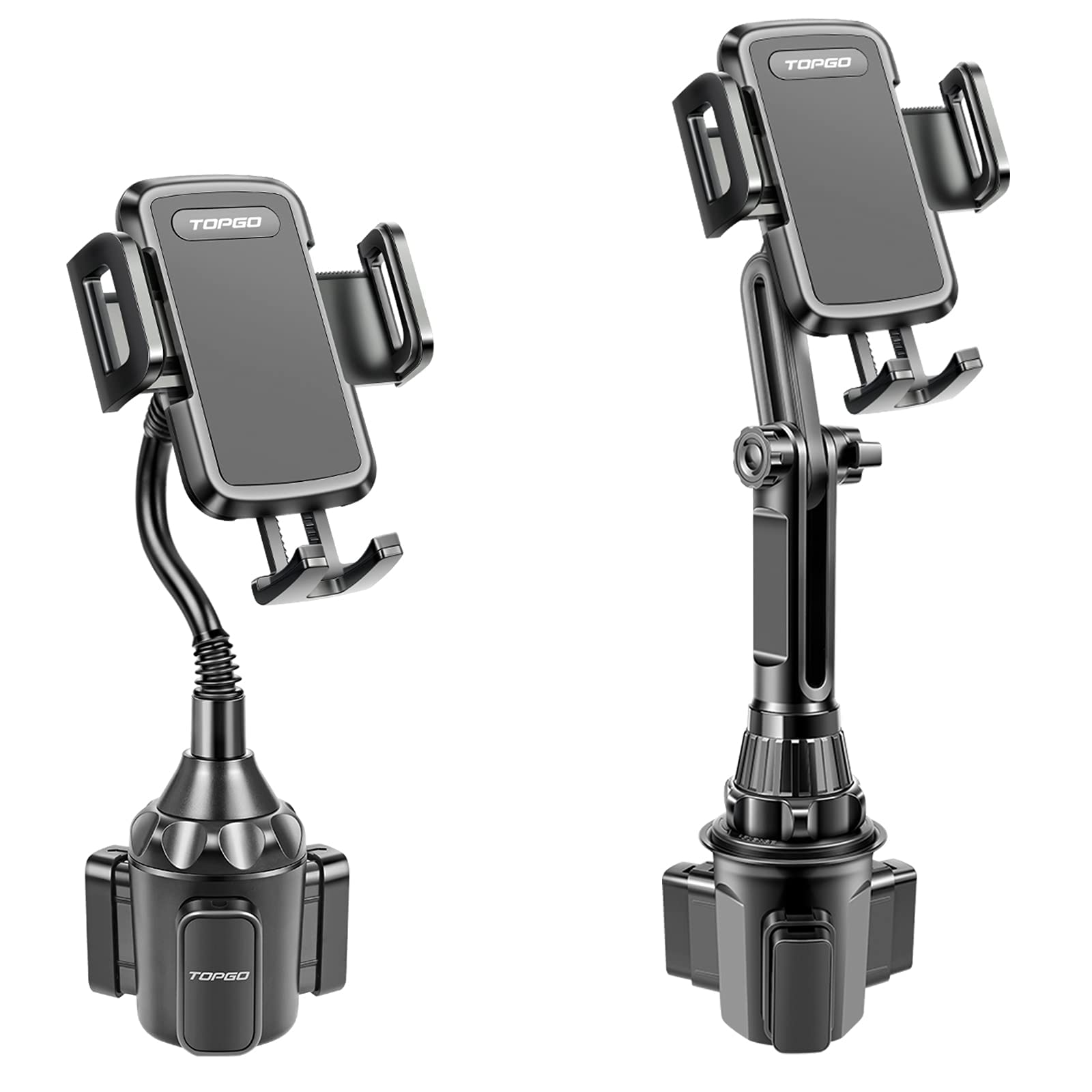 Adjustable Cup Phone Mount with Gooseneck & Long Pole - Universal Car Cup Holder Phone Stand for iPhone Samsung (Perfect for Road Trips, Commuting & Hands-Free Viewing)