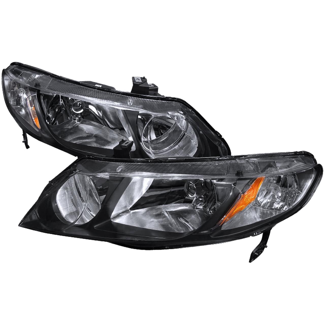 Black Euro Style Headlight Housing Kit for 2006-2011 Honda Civic Sedan 4dr - Upgrade Your Car's Look for Night Driving & Street Racing