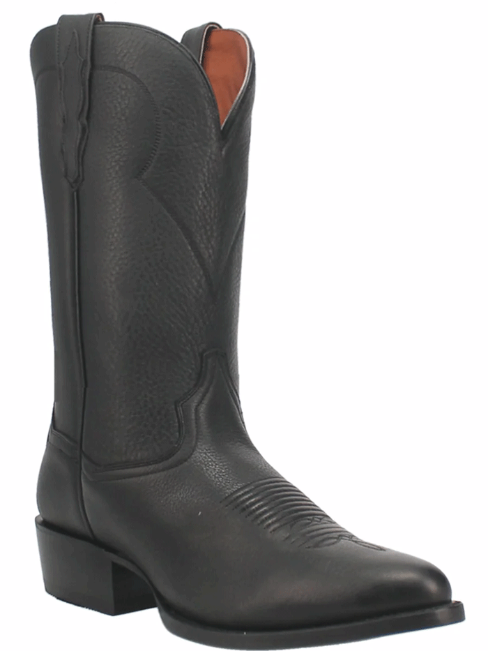 Dan Post DP2480 Men's Pike Round Toe Western Boot - Black Leather Cowboy Boots for Riding, Country Style & Casual Wear