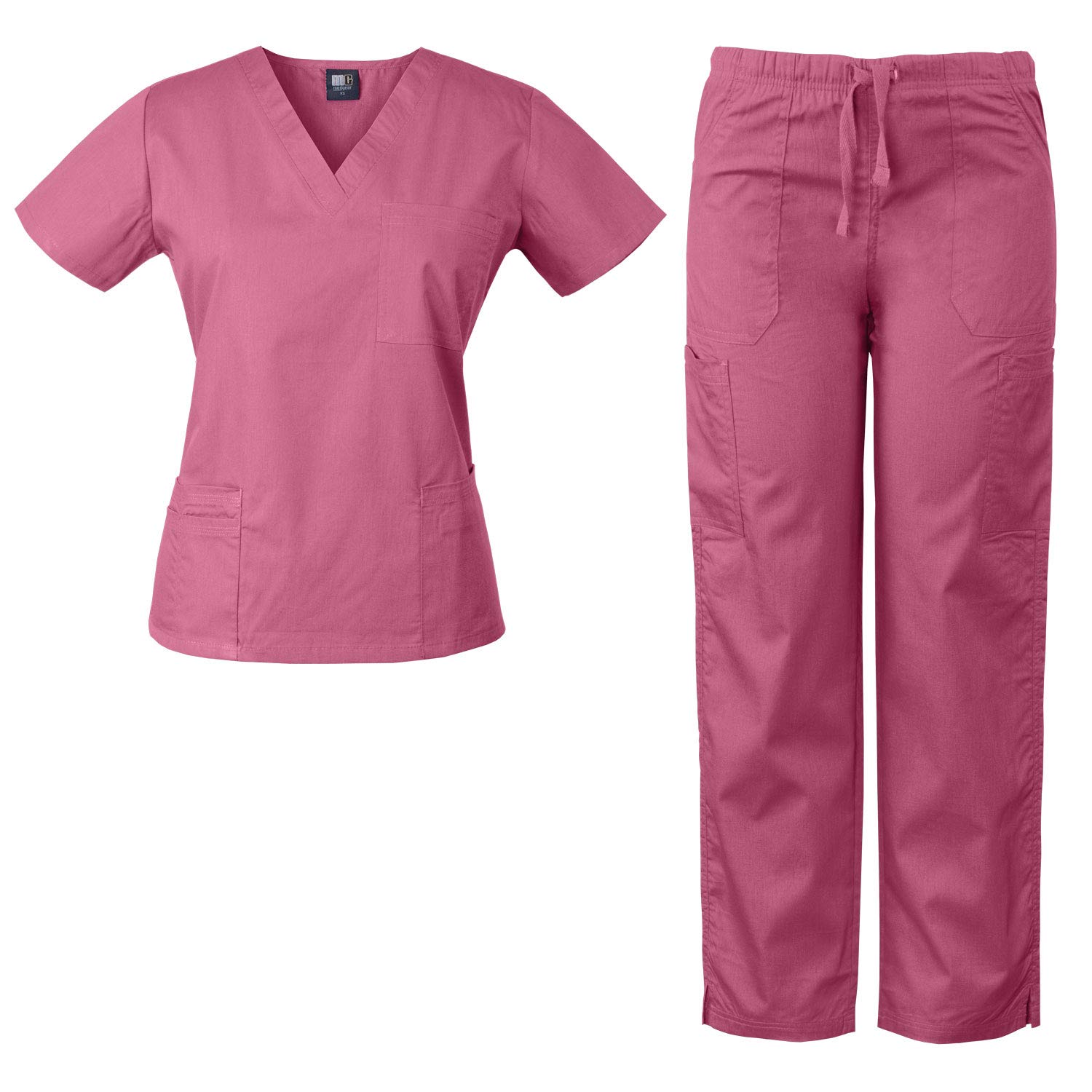 Medgear Women's Scrubs Set - 4 Pocket Top & Multi-Pocket Pants Medical Uniform for Nurses & Healthcare Professionals - Comfortable Workwear for Hospitals & Clinics