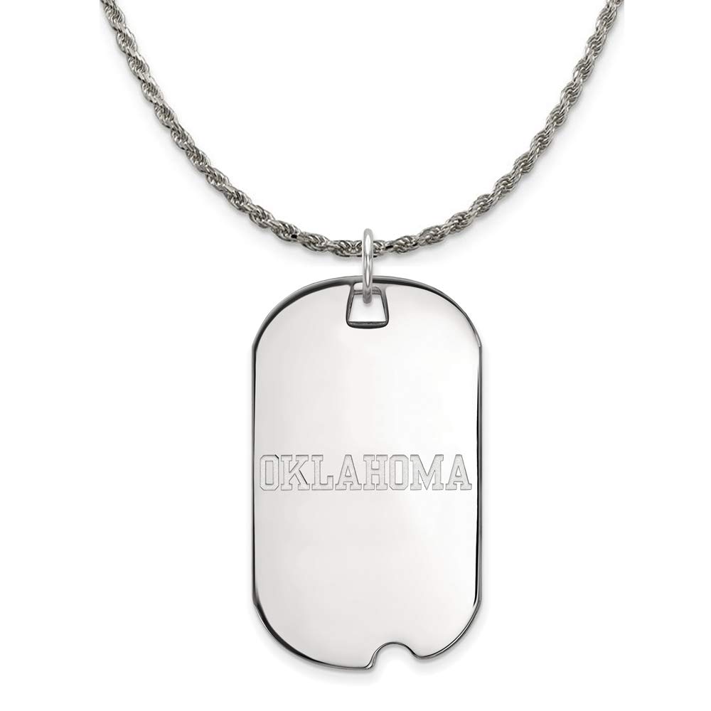 Oklahoma Dog Tag Necklace - Silver Black Bow for Large Dogs & Gifts