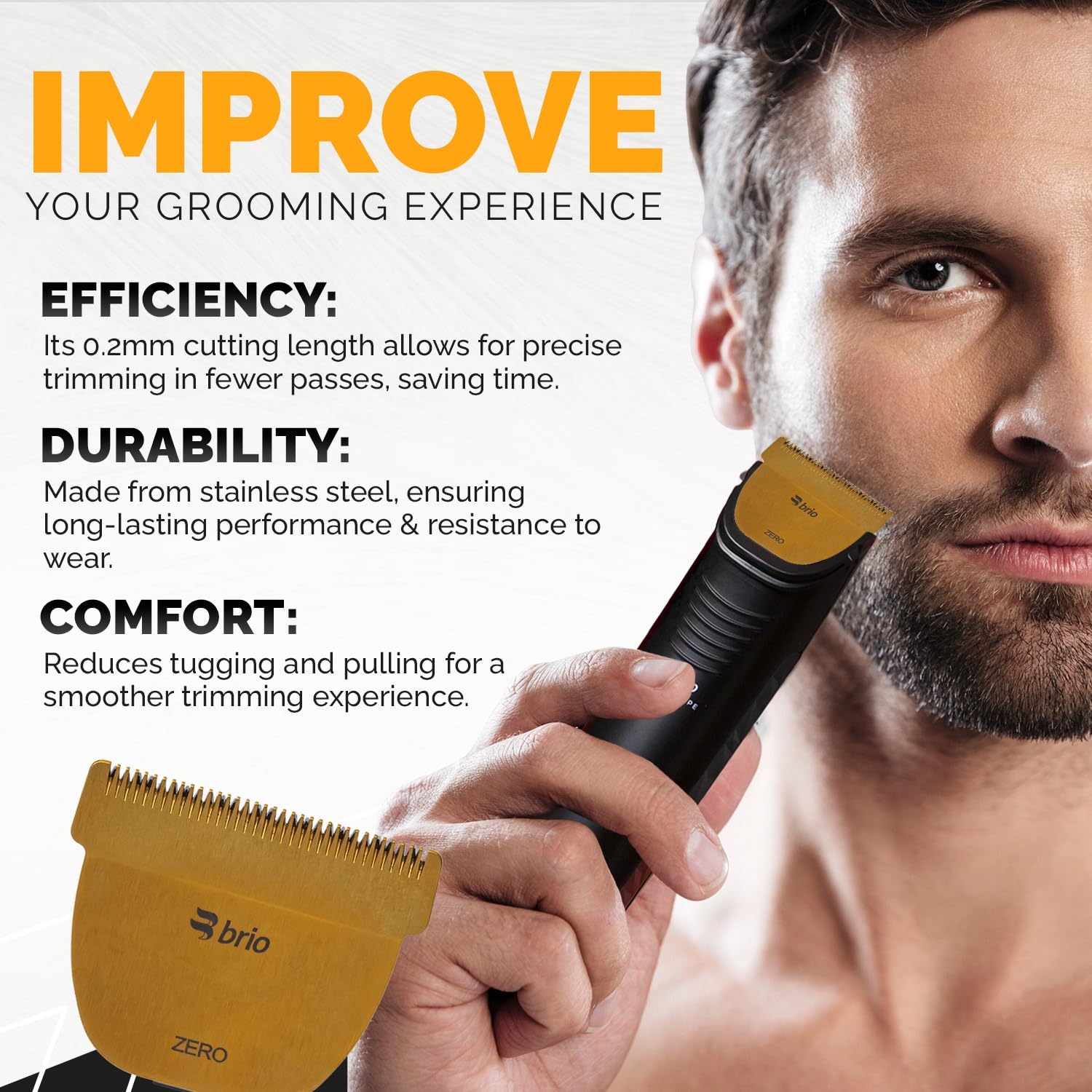 Brio Beardscape V1 & V2 Compatible Zero Blade Gold Trimmer Set with Body Blade & Case - Perfect for Home Beard Grooming & Travel Use
