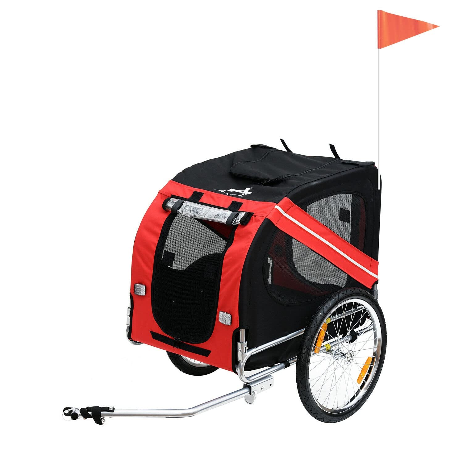 HLJMAQ Folding Pet Bike Trailer - Lightweight Dog & Cat Bicycle Carrier with Adjustable Drawbar Hitch - Convertible Pet Stroller for Outdoor Adventures, Jogging & Shopping