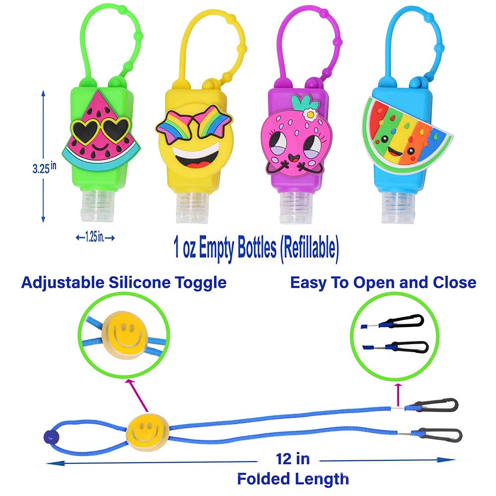 KINIA 8-Pack Refillable Hand Sanitizer Bottles with Lanyards - Travel & Office Use