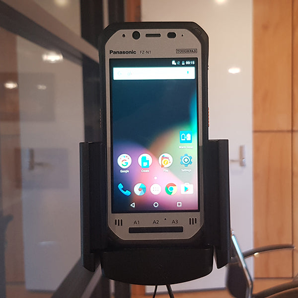 Panasonic Toughpad FZ-N1 Car Mount Holder with Extended Battery & Hand Strap - Secure Vehicle Charging Solution for Rugged Tablet - Perfect for Delivery Drivers, Field Workers & Outdoor Professionals