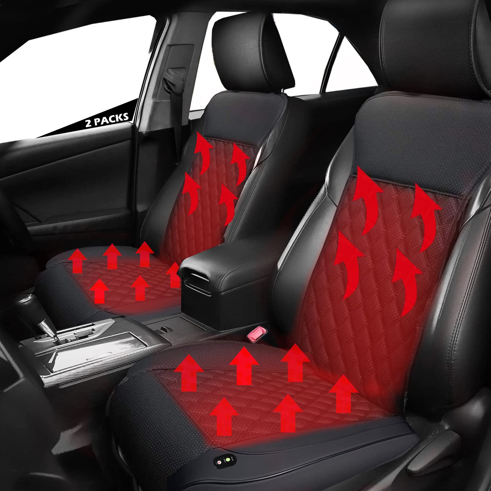 Big Hippo 2 Pack Car Seat Covers - Winter Soft Cushion Protector for Back & Seat, Foldable & Portable Travel Accessories (Black) - Perfect for Road Trips & Cold Weather Commuting