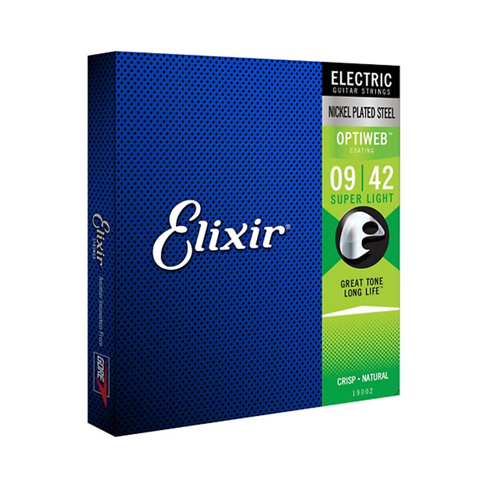 Elixir Electric Guitar Strings with OPTIWEB Coating - Super Light Gauge (.009-.042) for Smooth Playability & Long-Lasting Tone - Perfect for Rock, Blues & Studio Recording