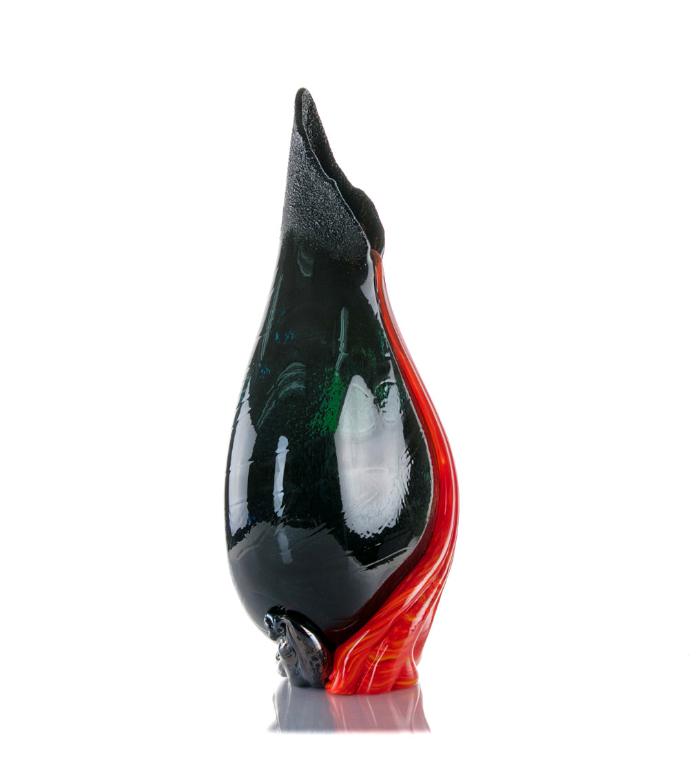 Daniel Moe Black Lava Trail 2 Glass Vessel - Modern Home Decor for Living Room, Office & Wedding Centerpieces