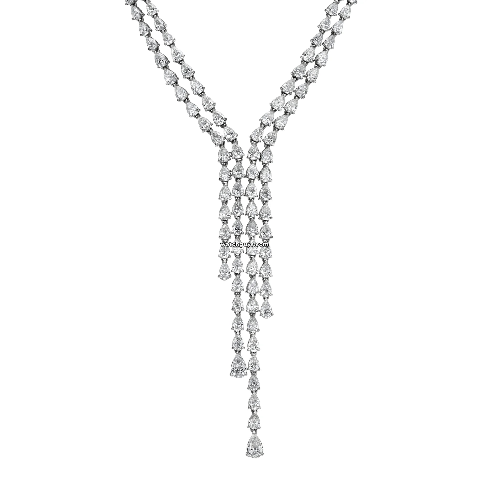 20.88 Carat TW Pear Diamond Necklace in 18k White Gold - Elegant Jewelry for Weddings, Anniversaries & Special Occasions