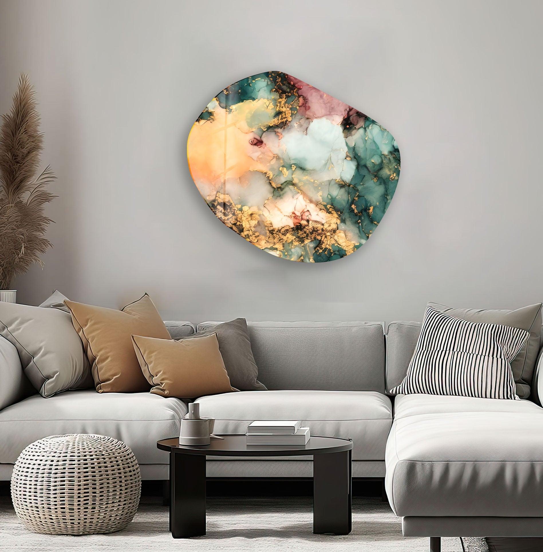 Abstract Yellow Tinted Glass Wall Art - Modern Home Decor for Living Room, Bedroom & Office