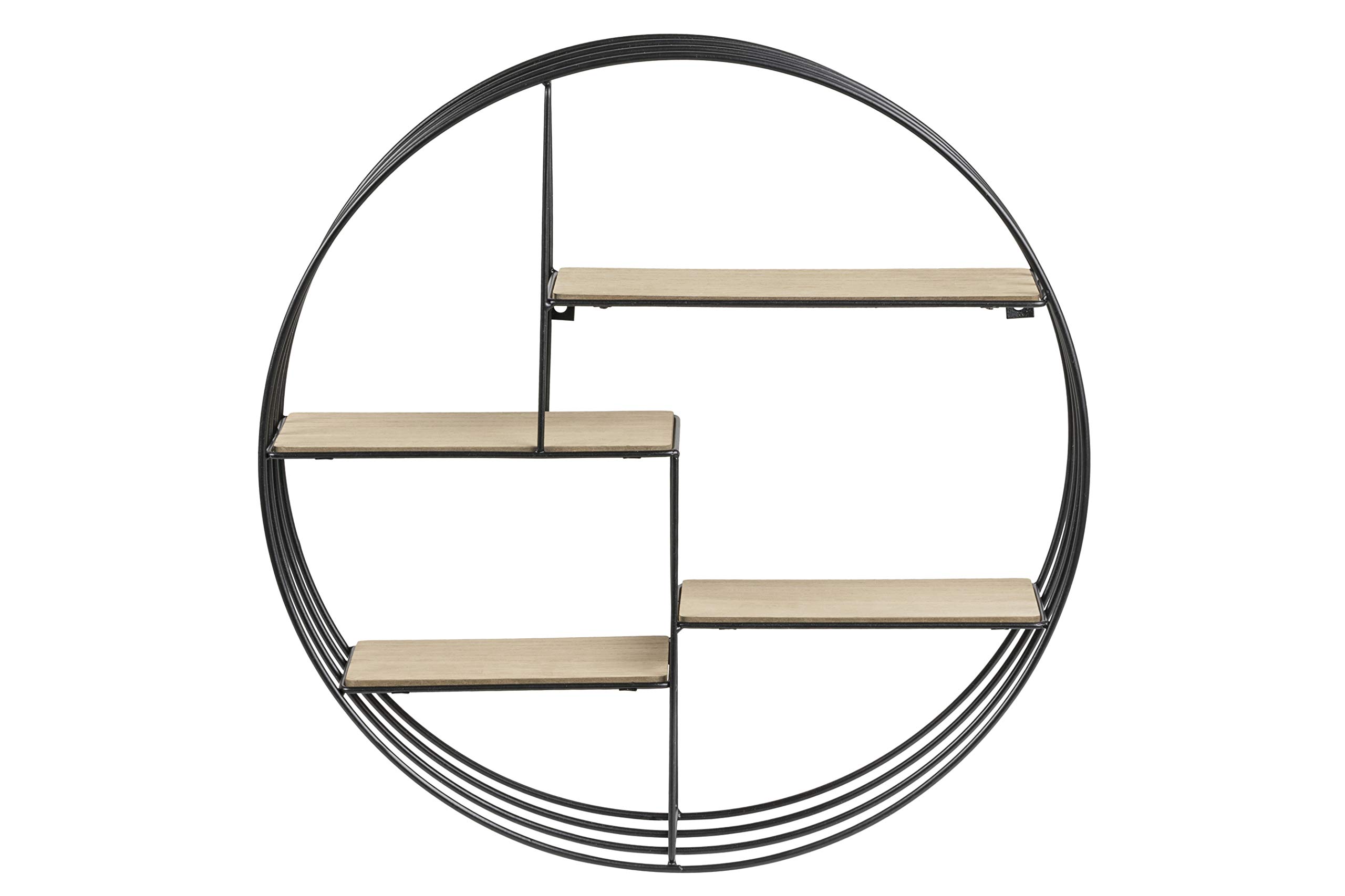 Industrial Black Metal Floating Wall Shelf - 4-Tier Round Hanging Shelf for Home Decor, 45 x 45 x 10 cm - Perfect for Living Room, Bedroom, Bathroom & Office Storage Organization
