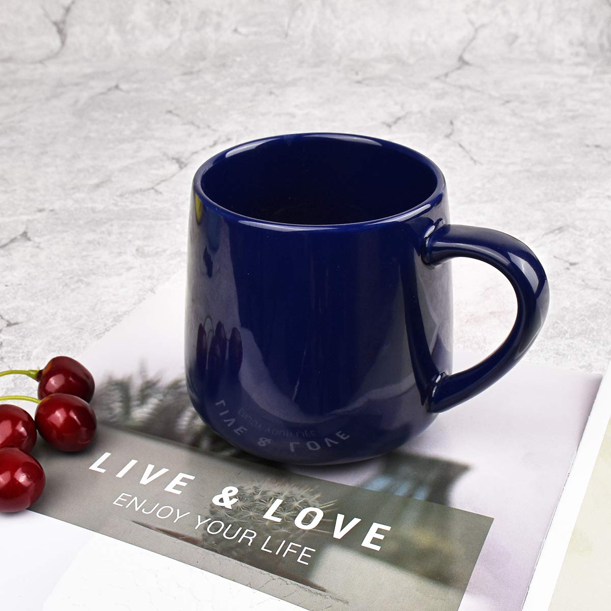 Bosmarlin 18 oz Large Glossy Ceramic Coffee Mug & Tea Cup - Dishwasher & Microwave Safe - Royal Blue - Perfect for Office, Home, or Gift Giving - Enjoy Your Morning Coffee, Afternoon Tea, or Hot Chocolate in Style