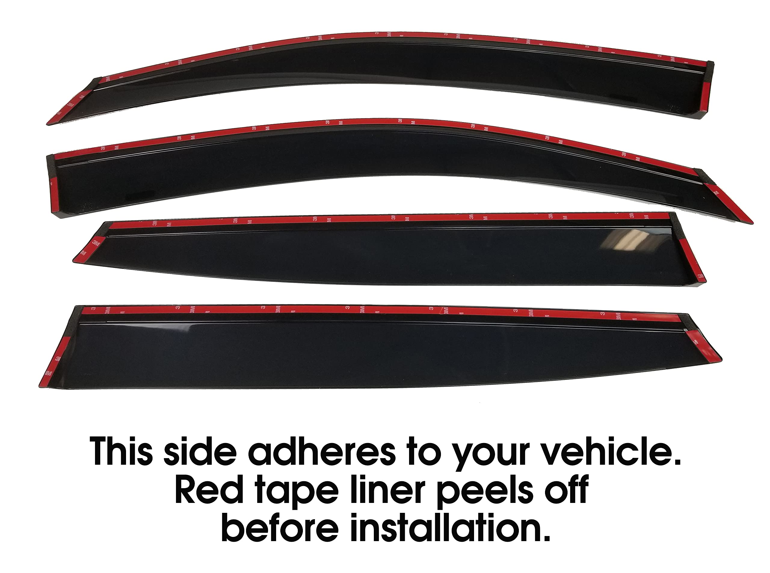 C&C CarWorx WV-O20-TFI Set of 4 Tape-on Injection-Molded Side Window Visor Rain Guards with Chrome-Style Trim for 2020-2024 Subaru Outback | Weather Protection & Style Enhancement for Driving in Rain or Sunny Conditions
