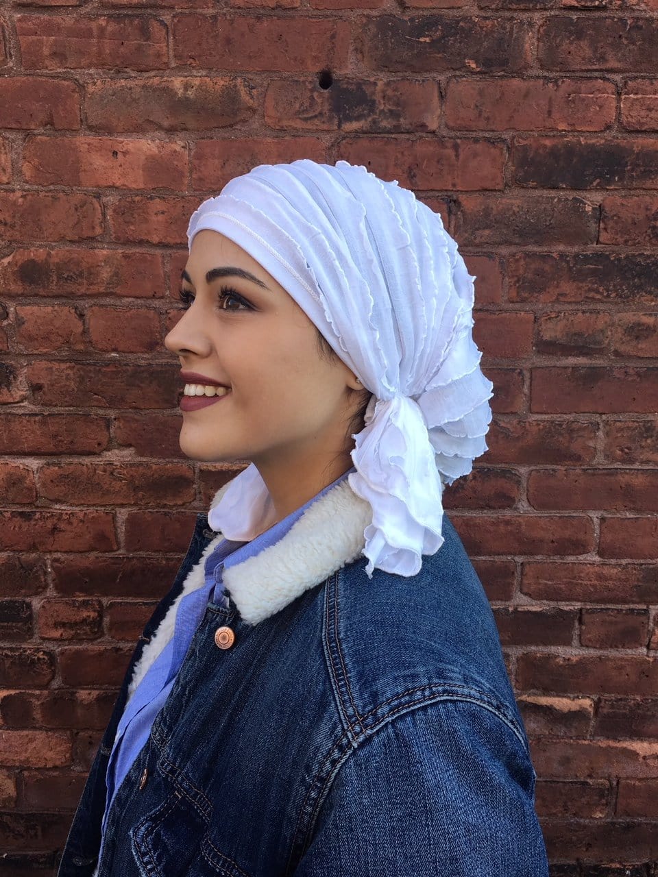 Queen Glamour Swim Bathing Cap - Soft Beanie Ruffle Hair Cover | Lightweight Fitted Pre-Tied Head Wrap Scarf for Swimming & Beach | Made in USA | Perfect for Pool, Spa & Water Sports