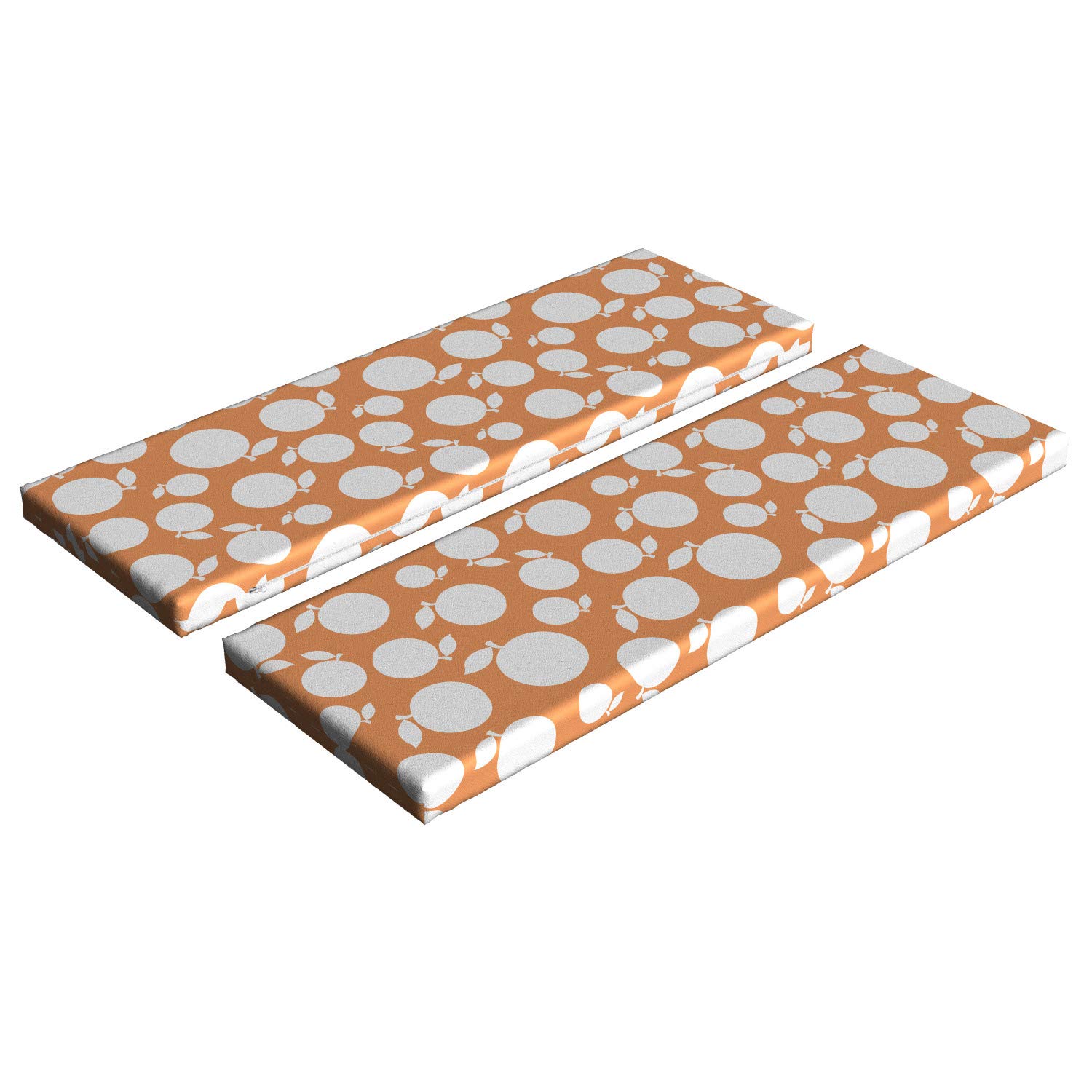 Ambesonne Peach Bench Cushion Set of 2 - Decorative Foam Seat Pads with Silhouette Peaches Design, 45