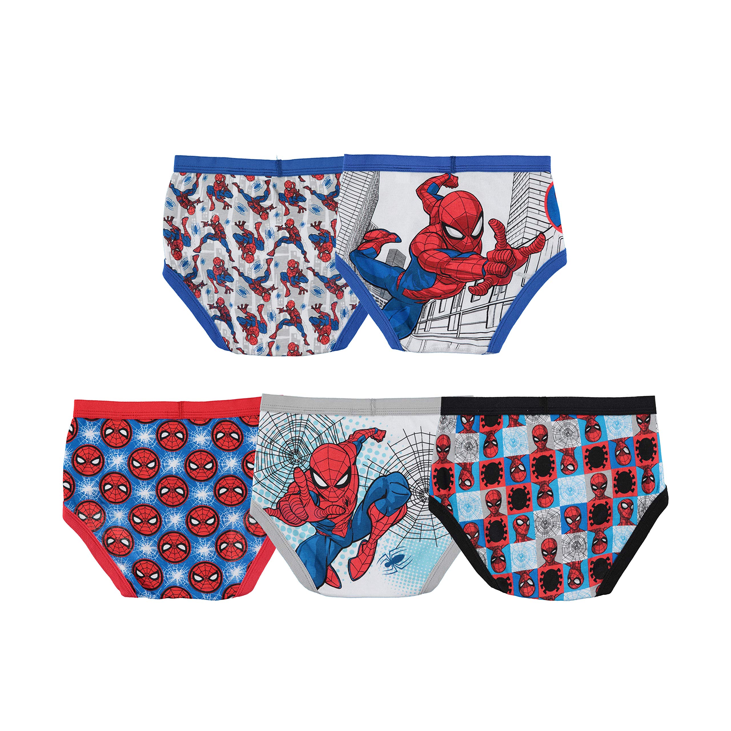 Spider-Man Boys' Cotton Underwear Multipack - 100% Combed Cotton Briefs, 5-Pack (Sizes 4-12) | Superhero Kids Underwear for School, Play & Everyday Comfort