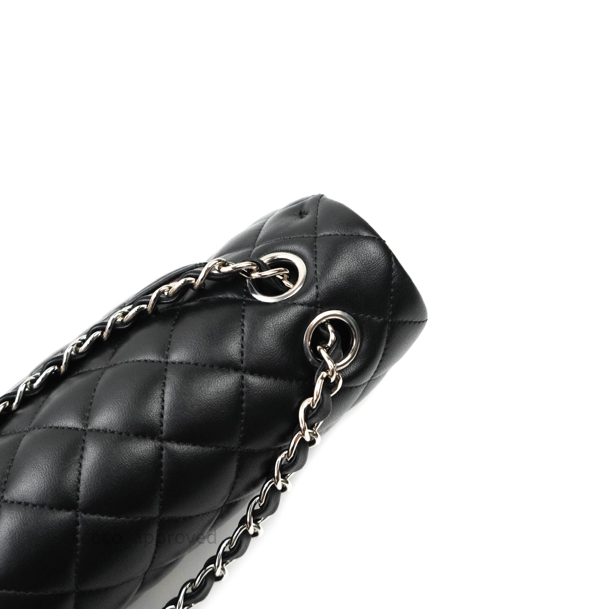 Chanel Classic M/L Medium Double Flap Bag Black Lambskin Silver Hardware - Luxury Designer Handbag for Women, Perfect for Work, Evening Events & Special Occasions