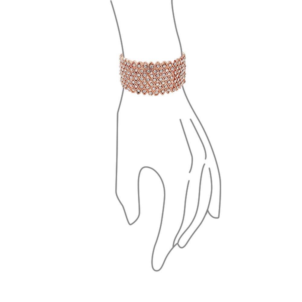 Rose Gold Crystal Stretch Bracelet for Women - Wedding & Prom Jewelry