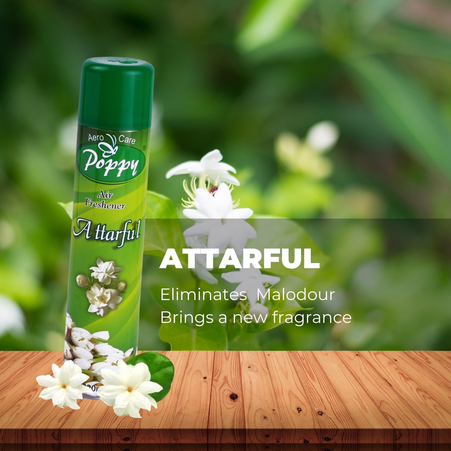 Aero Care Poppy Attarful Air Freshener - 320ml | Long-Lasting Room & Car Fragrance Spray | Fresh Floral Scent for Home, Office & Bathroom | Eliminates Odors Instantly