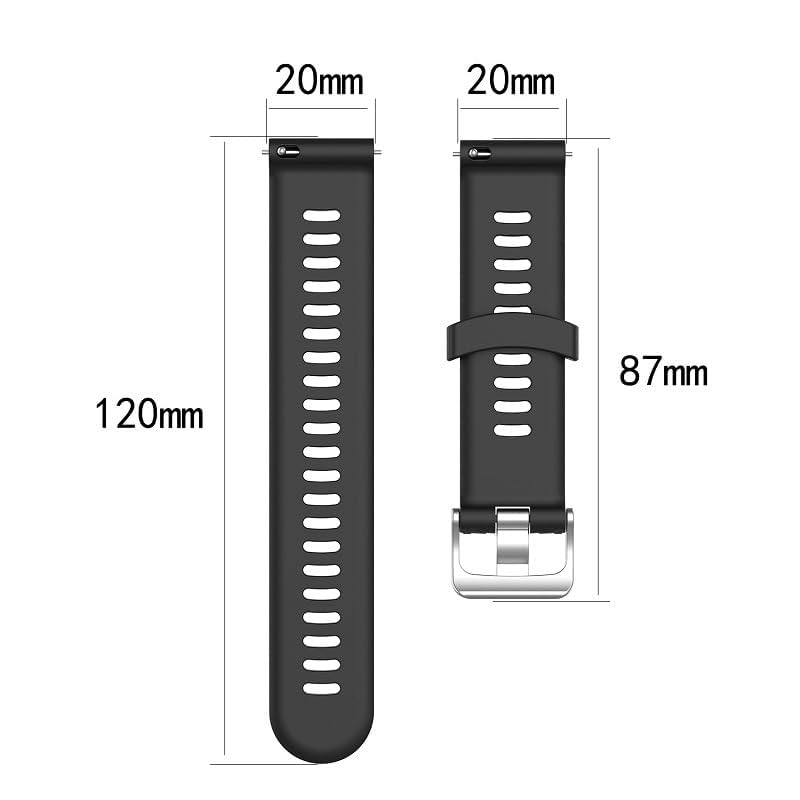 Premium Silicone Replacement Band for Garmin Forerunner 245 - 20mm Wide Durable Sports Watch Strap - Perfect for Running, Swimming & Fitness Tracking