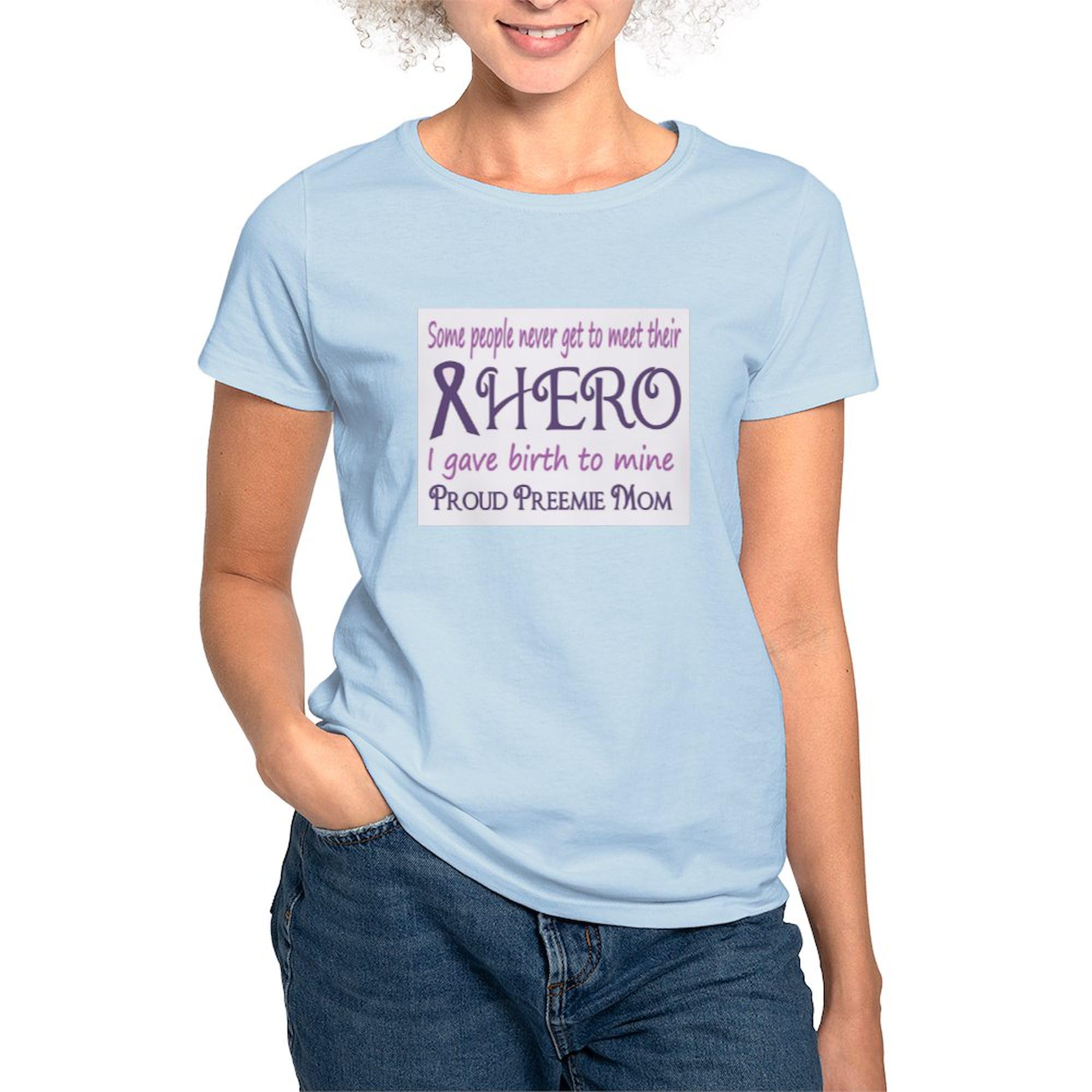 Proud Preemie Mom T-Shirt - Women's Soft Cotton Crew Neck Tee for Premature Baby Parents | Comfortable & Supportive Shirt for NICU Moms, Preemie Awareness & Parenting Support
