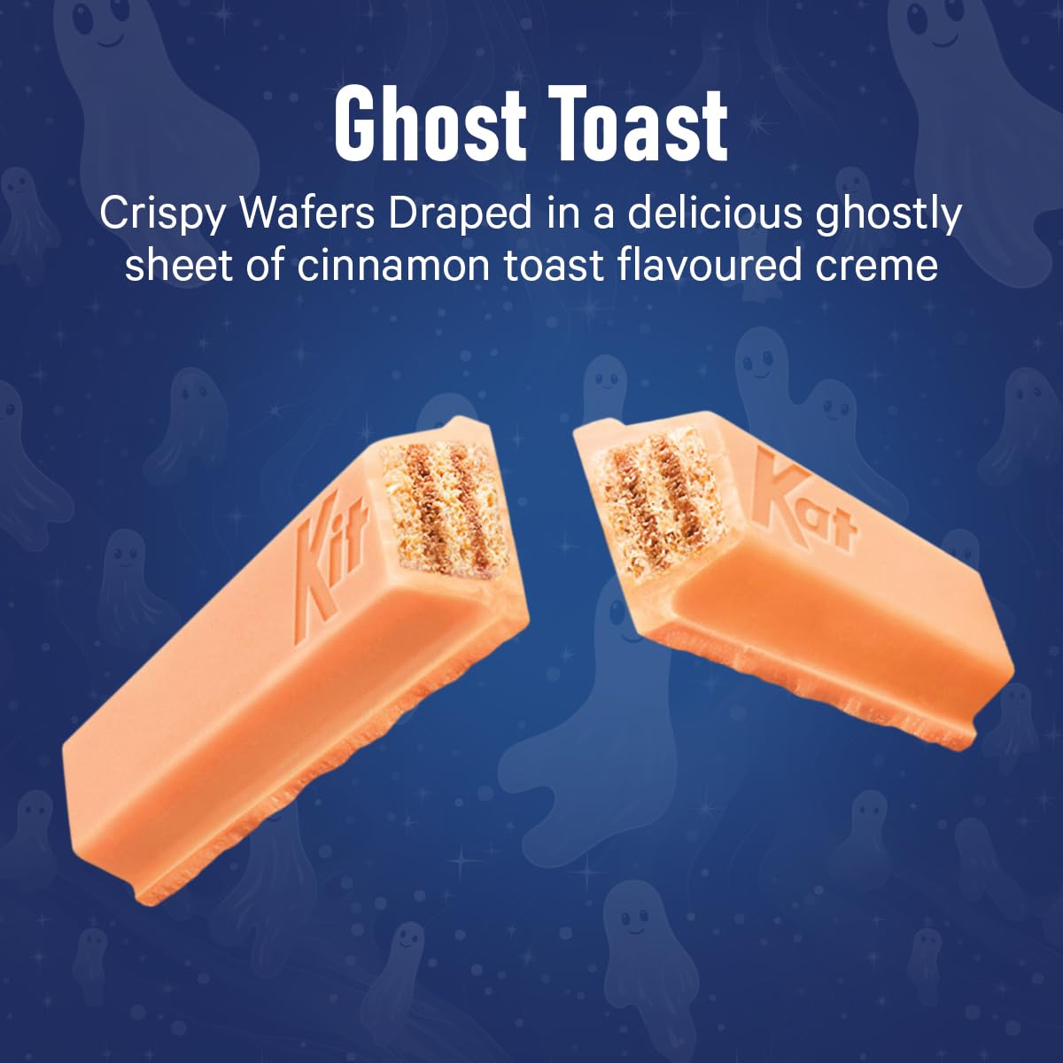 KATIES KANDY KORNER KitKat Milk Chocolate Candy Bars - Cinnamon Flavored Ghost Toast (1.5oz Each, Pack of 8) | Halloween Treats, Party Favors, Gift for Ghost Lovers | Perfect for Trick-or-Treating, Movie Nights & Spooky Celebrations