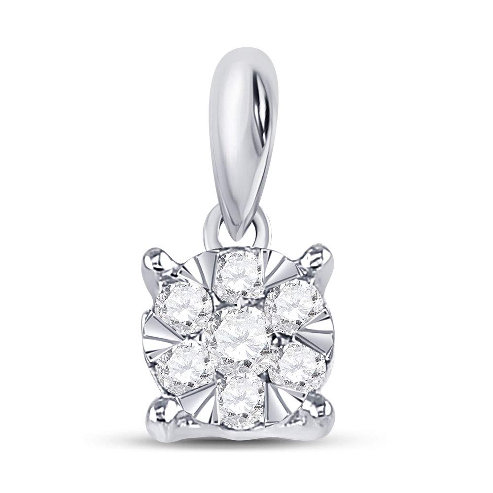 14K White Gold Women's Round Diamond Fashion Cluster Pendant Necklace - 1/4 CTTW | Elegant Jewelry Gift for Her, Perfect for Anniversaries, Birthdays & Special Occasions