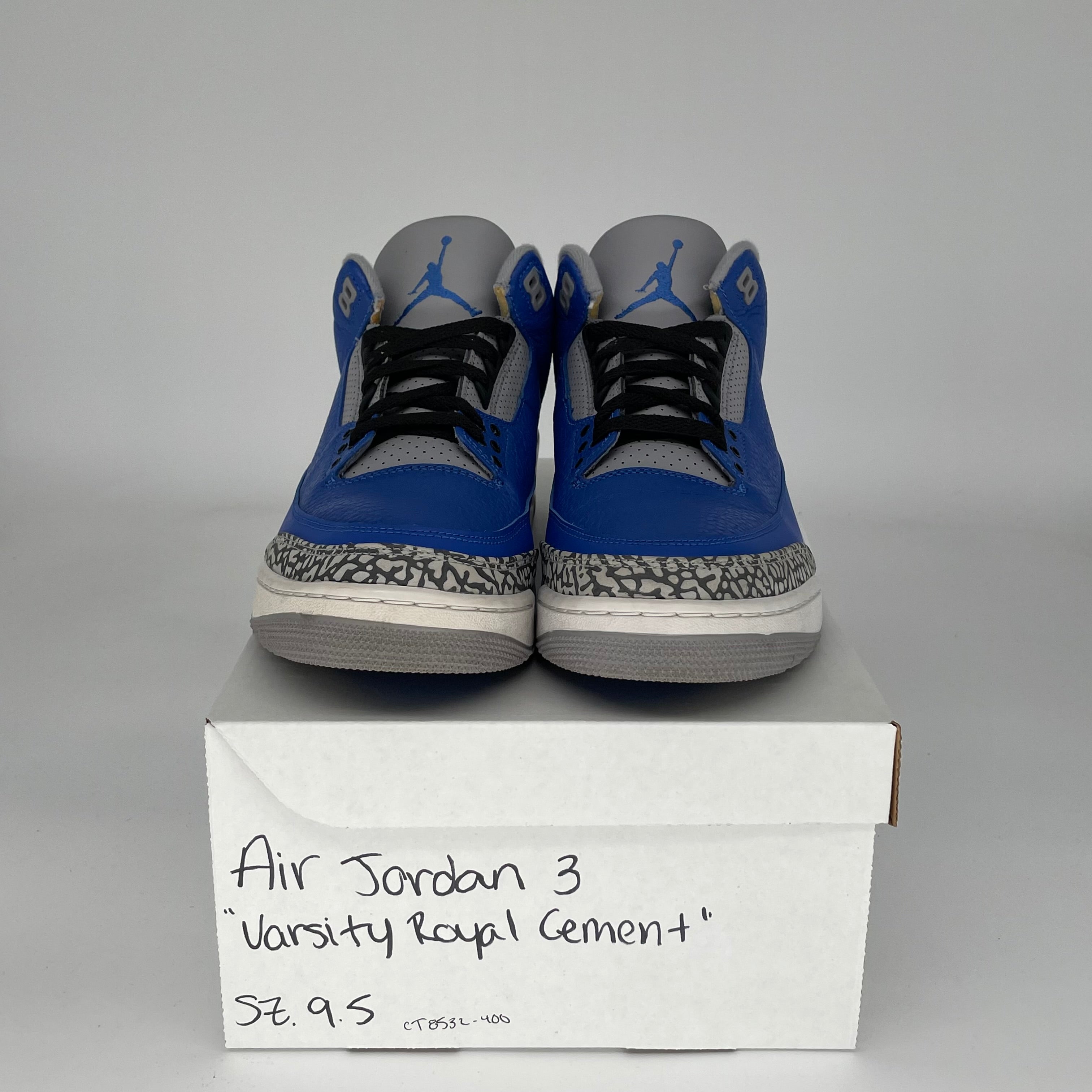 AIR JORDAN 3 VARSITY ROYAL CEMENT Retro Sneakers - Men's Size 9.5/Women's Size 11 - Style CT8532-400 - Basketball Shoes for Streetwear & Casual Outfits