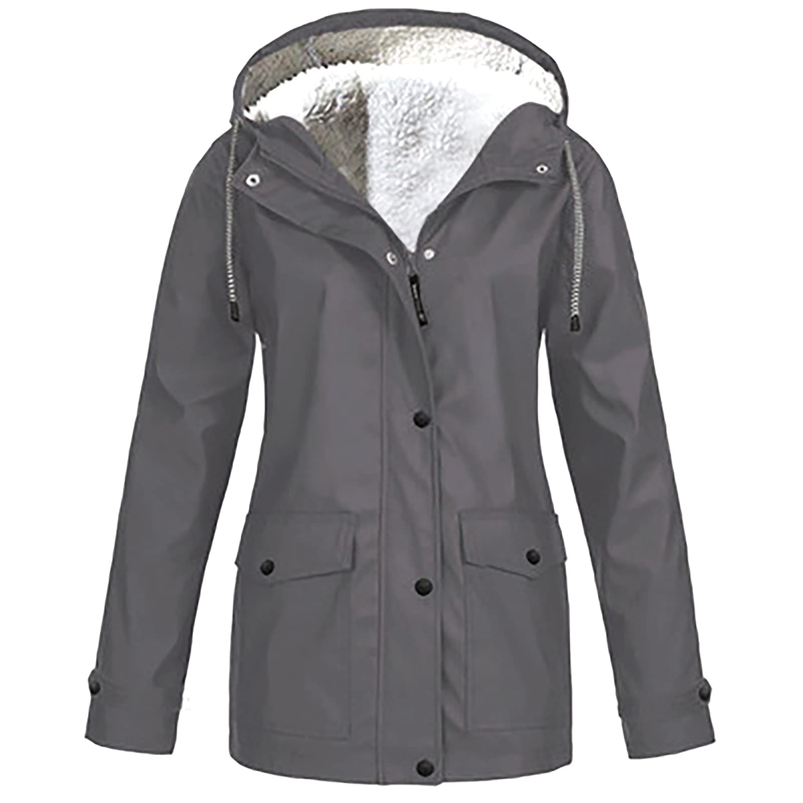 TIMIFIS Women's Waterproof Fleece Jacket with Hood & Pockets - Winter Warm Raincoat for Outdoor Activities, Hiking, and Commuting