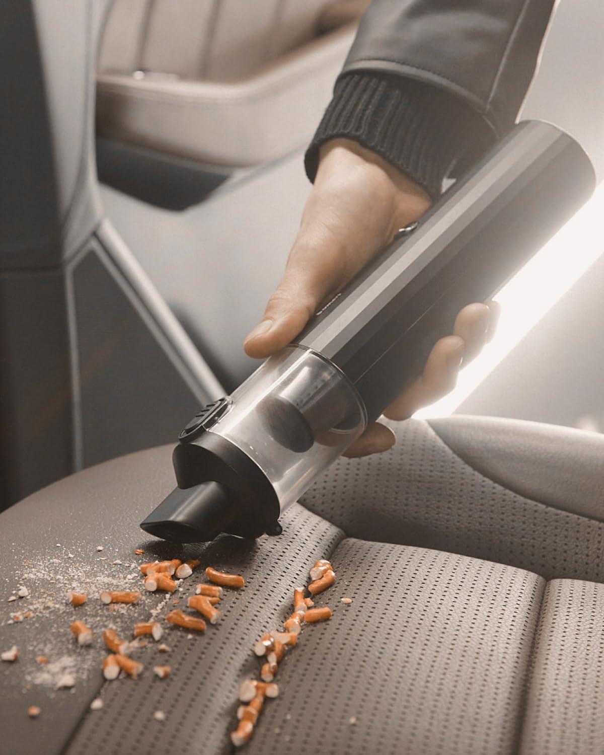 Portable Car Vacuum Cleaner - 12V Cordless Handheld Auto Vacuum for Cars, Trucks & SUVs | Powerful 6000PA Suction | Hard Black | Compact & Lightweight | Ideal for Cleaning Seats, Mats & Tight Spaces