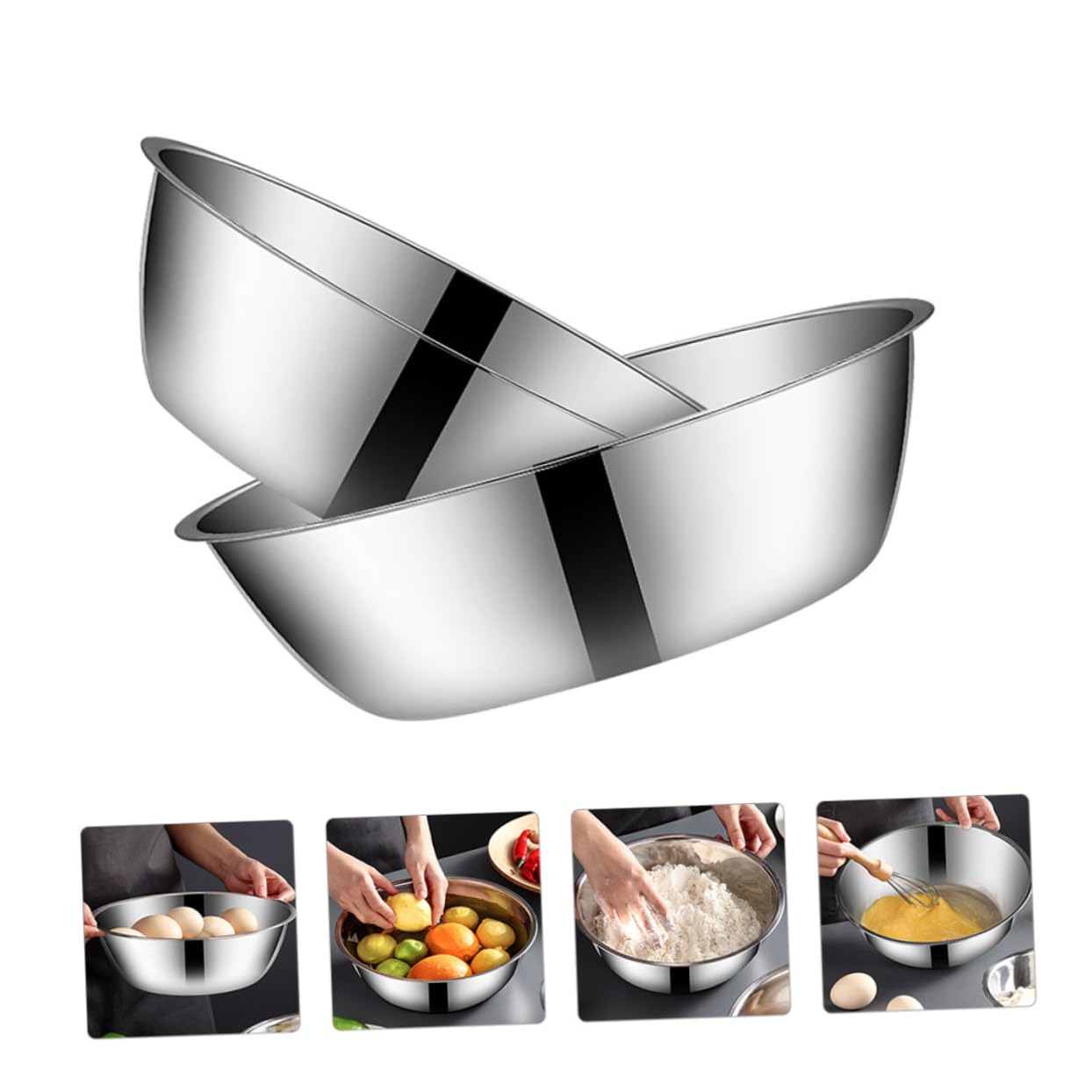 Hemoton 2-Piece Stainless Steel Cooking Pot Set - Multi-Functional Kitchen Pot for Soup, Stew, Food Storage & Fruit Washing - Round Soup Bowl & Vegetable Washing Basin - Perfect for Meal Prep, Camping & Home Cooking
