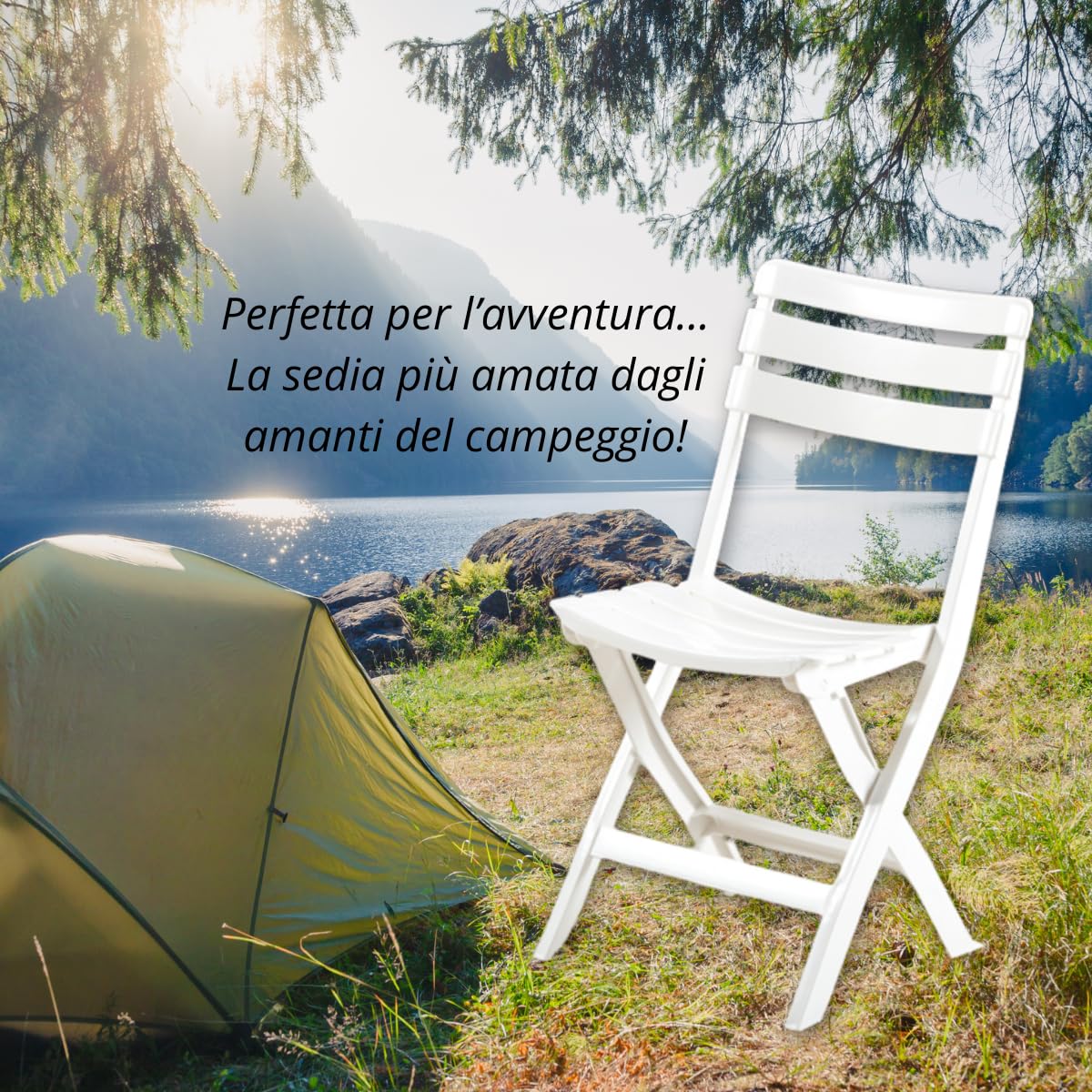 Tomaino 4-Pack Plastic Folding Chairs for Outdoor & Indoor Use - Portable Garden, Balcony, Camping Chairs - Lightweight & Durable (White) - Perfect for BBQs, Picnics, and Beach Trips