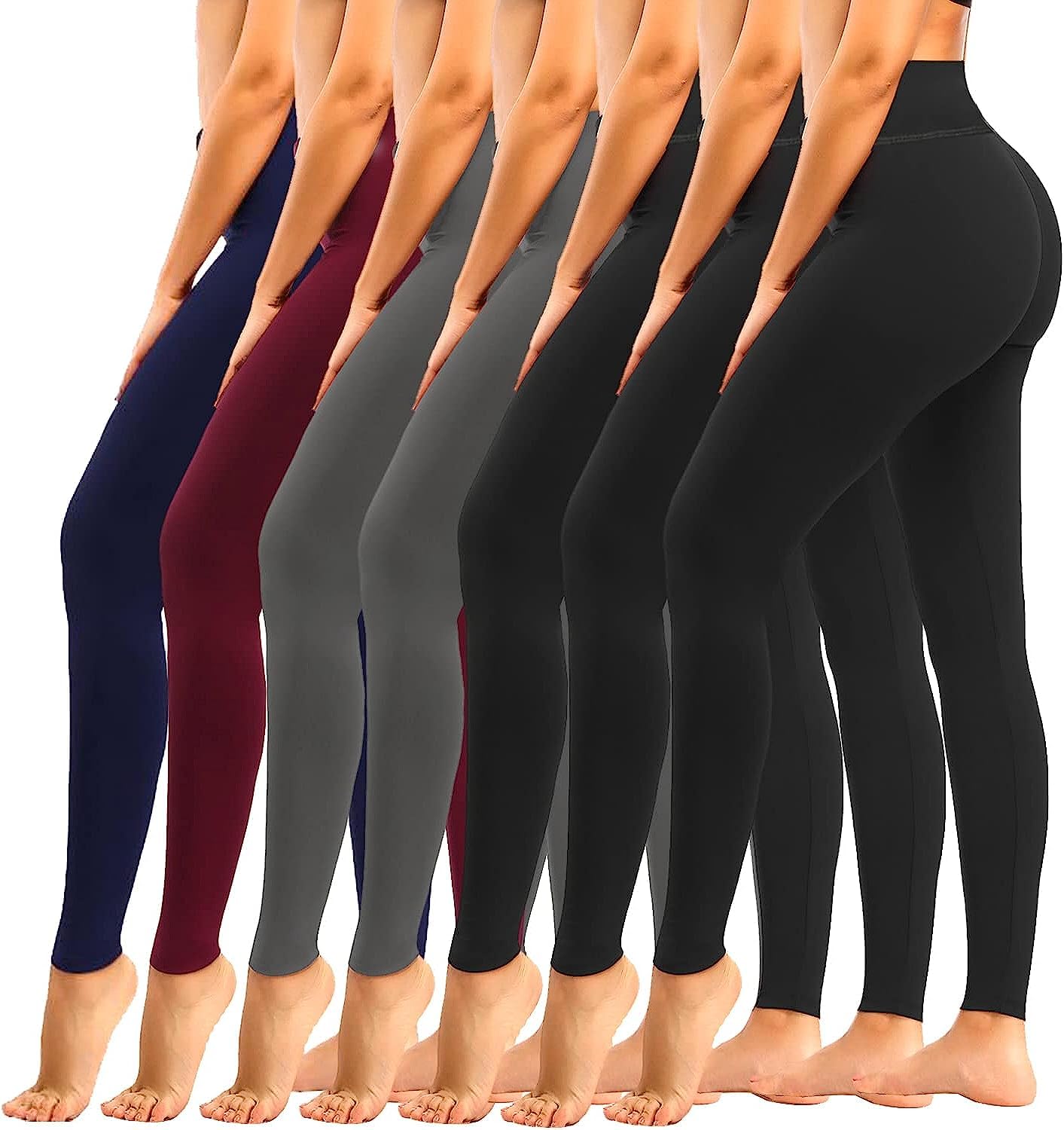 7 Pack High Waisted Leggings for Women - Tummy Control Yoga Pants with Soft Fleece Lining, Workout & Athletic Wear for Gym, Running & Lounge