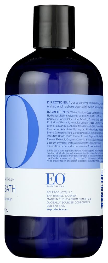EO Products Bubble Bath Serenity French Lavender with Aloe - 12 Fl Oz (Pack of 1) - Relaxing Aromatherapy Bath for Stress Relief & Better Sleep